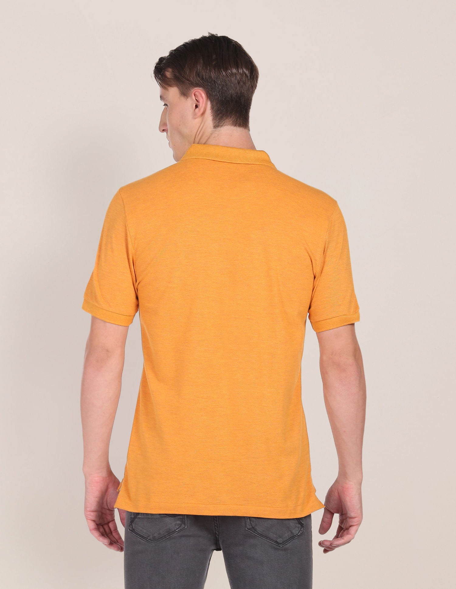 Pure Cotton Solid Polo Shirt Mustard - U.S. Polo Assn. India | Large