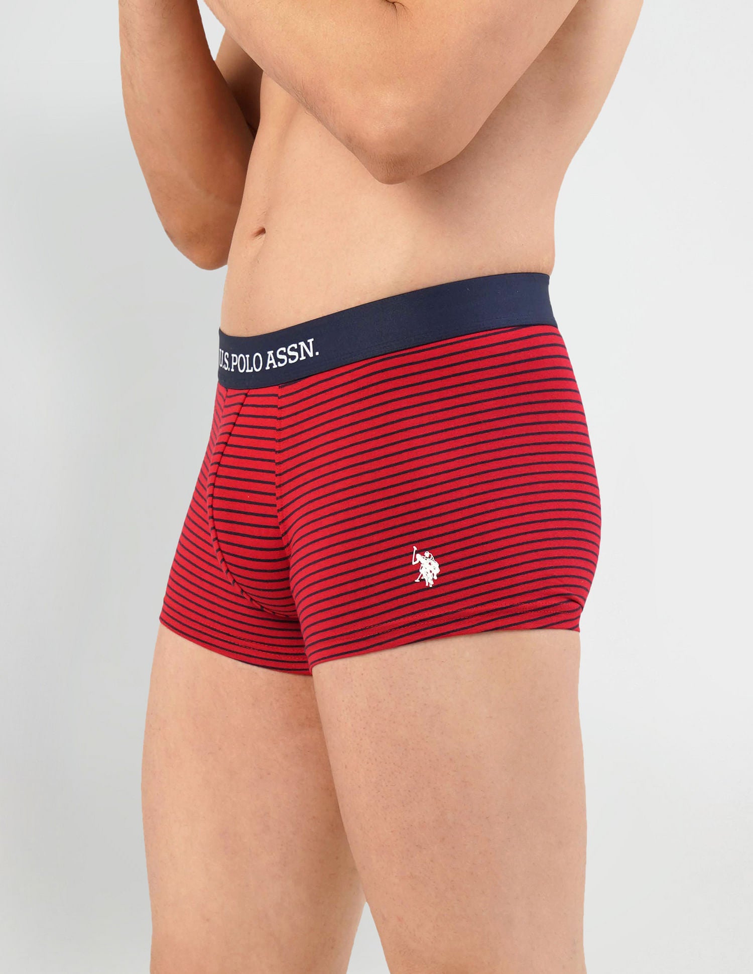 Horizontal Striped ET005 Trunks - Pack Of 2 Grey and Red - U.S. POLO ASSN. | Large