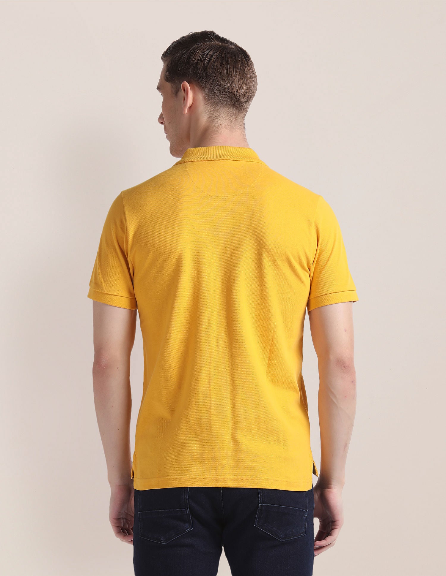 Cotton Solid Polo Shirt Yellow - U.S. Polo Assn. India | Large