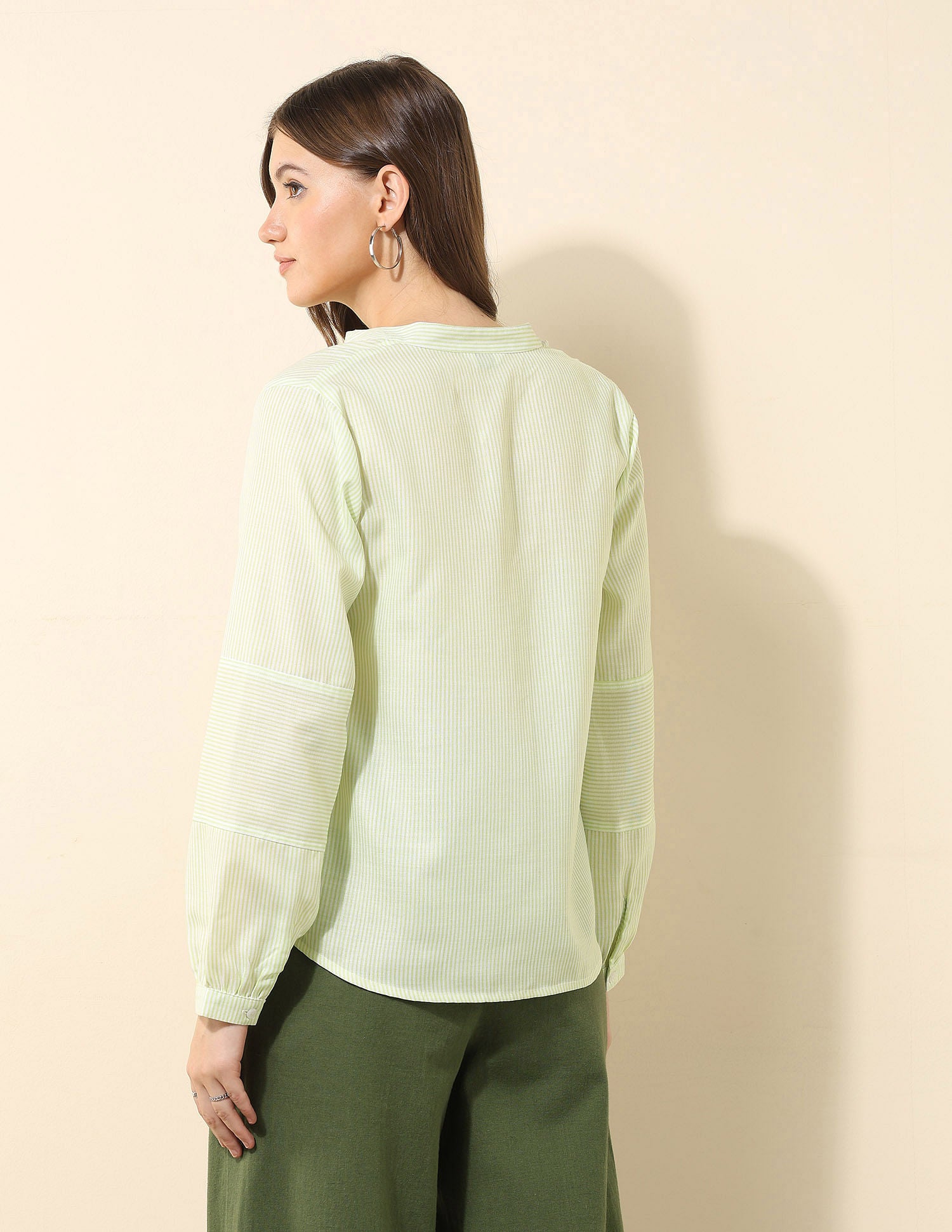 Vertical Striped Regular Fit Shirt Light Green - U.S. POLO ASSN. | Large