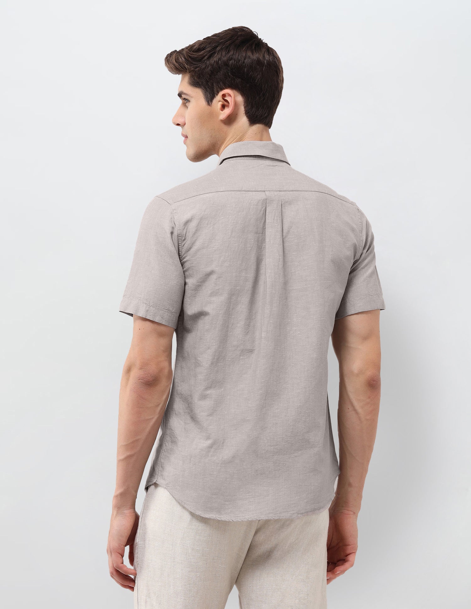 Solid Tailored Fit Shirt Khaki - U.S. Polo Assn. India | Large