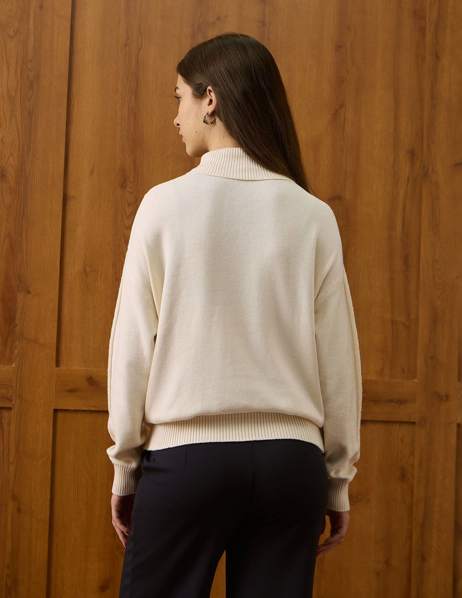 Cable Knit Turtle Neck Sweater Off White - U.S. POLO ASSN. | Large