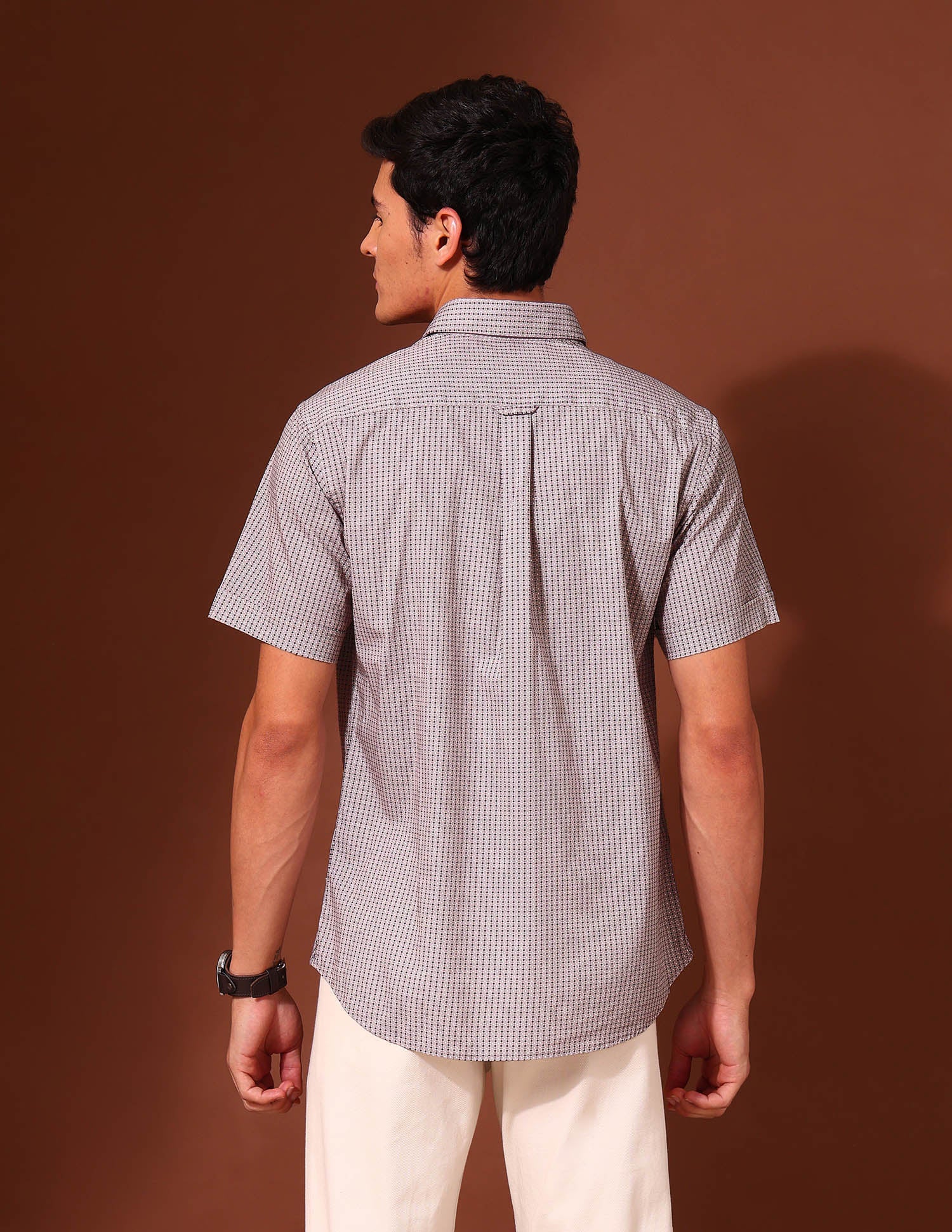 Geometric Printed Tailored Fit Shirt Beige - U.S. POLO ASSN. | Large