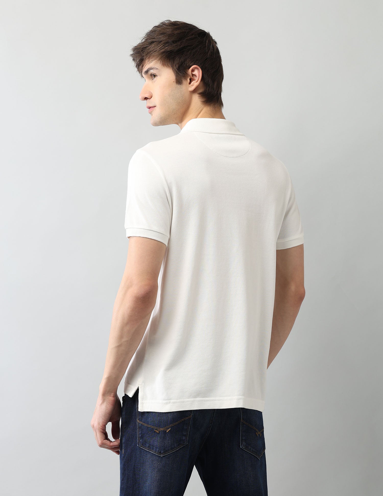 Muscle Fit Brand Printed Polo Shirt Ivory - U.S. Polo Assn. India | Large