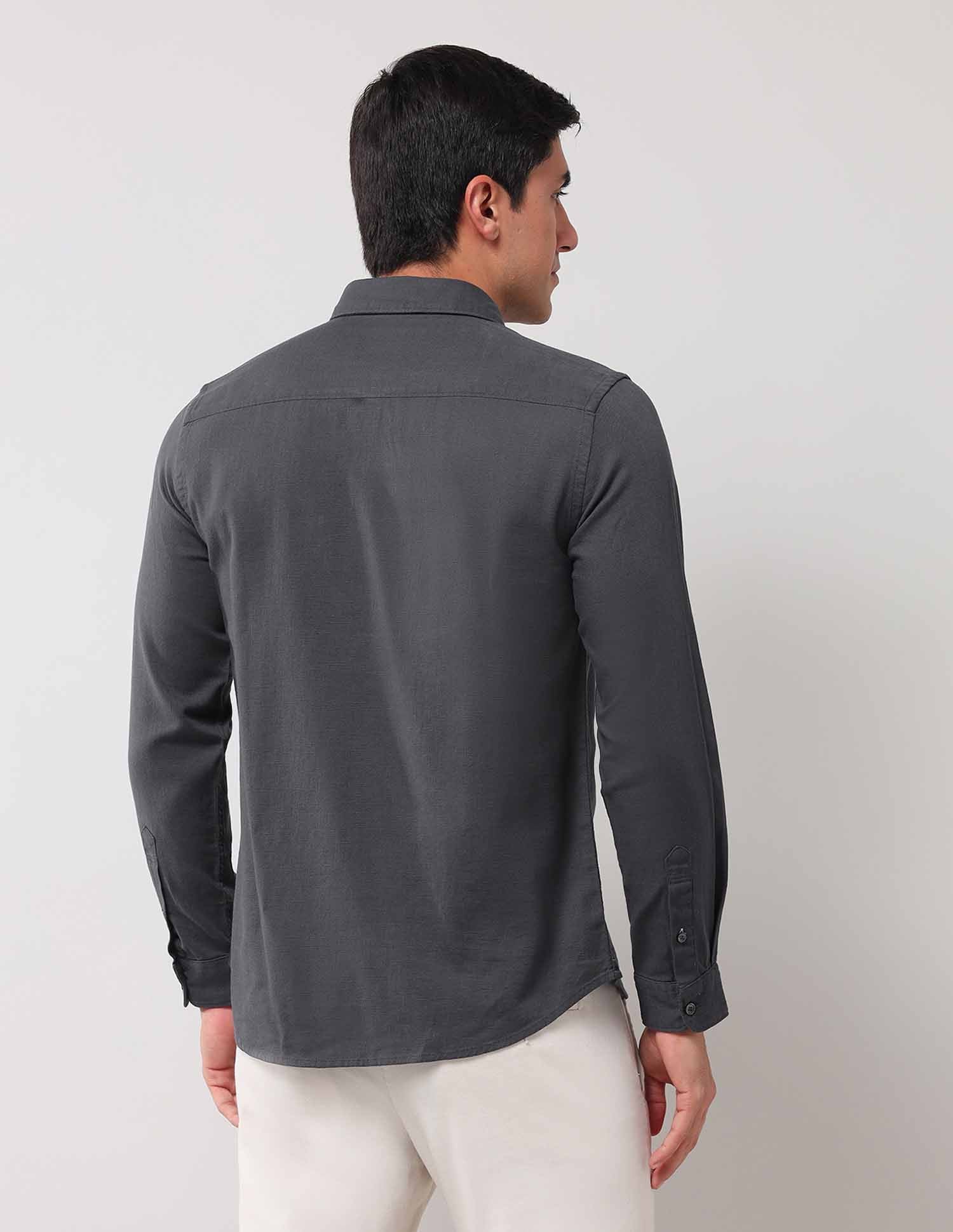 Regular Fit Solid Shirt Grey - U.S. Polo Assn. India | Large