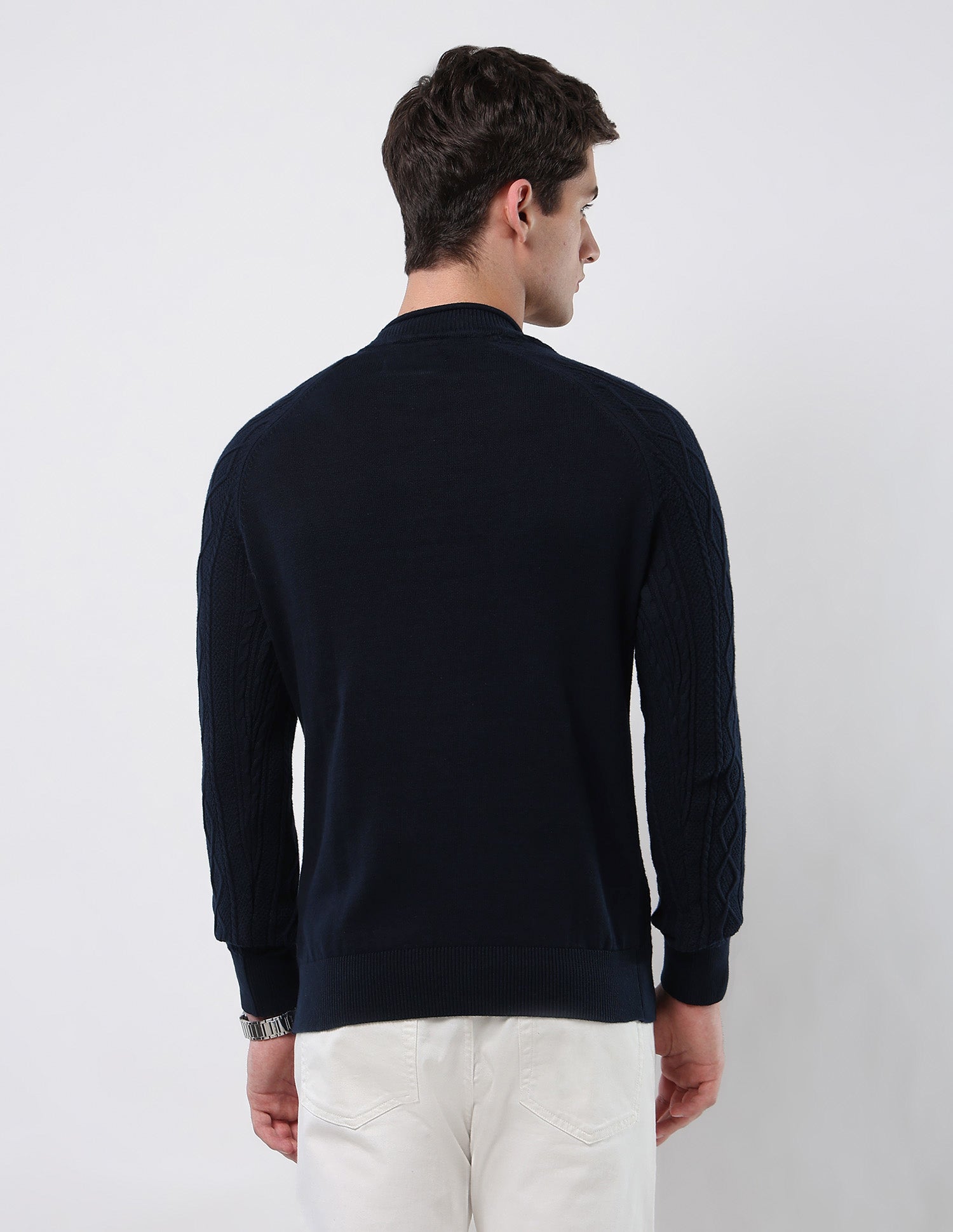 Cable Patterned Knit Regular Fit Sweater Navy - U.S. POLO ASSN. | Large