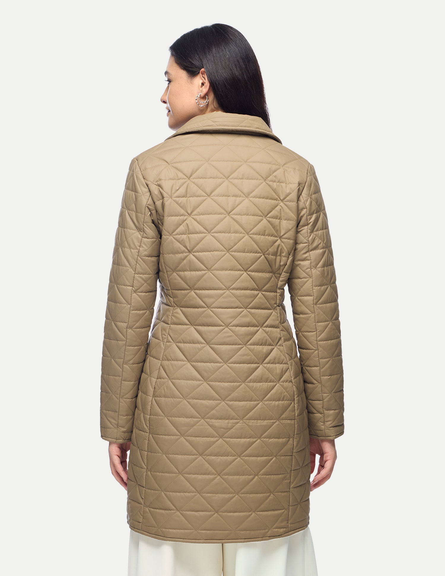 Solid Longline Quilted Jacket Beige - U.S. Polo Assn. India | Large