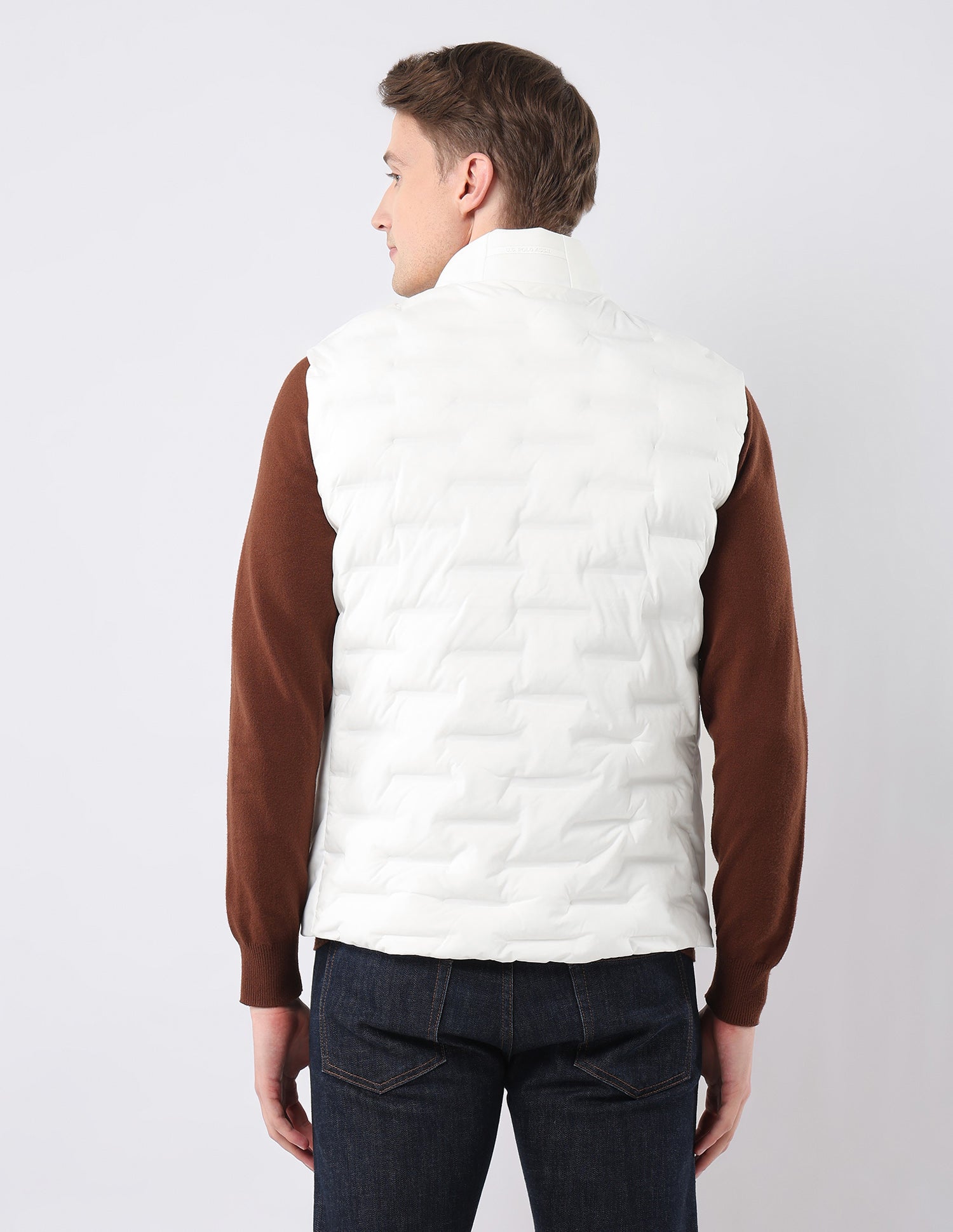 Solid Regular Fit Jacket White - U.S. Polo Assn. India | Large