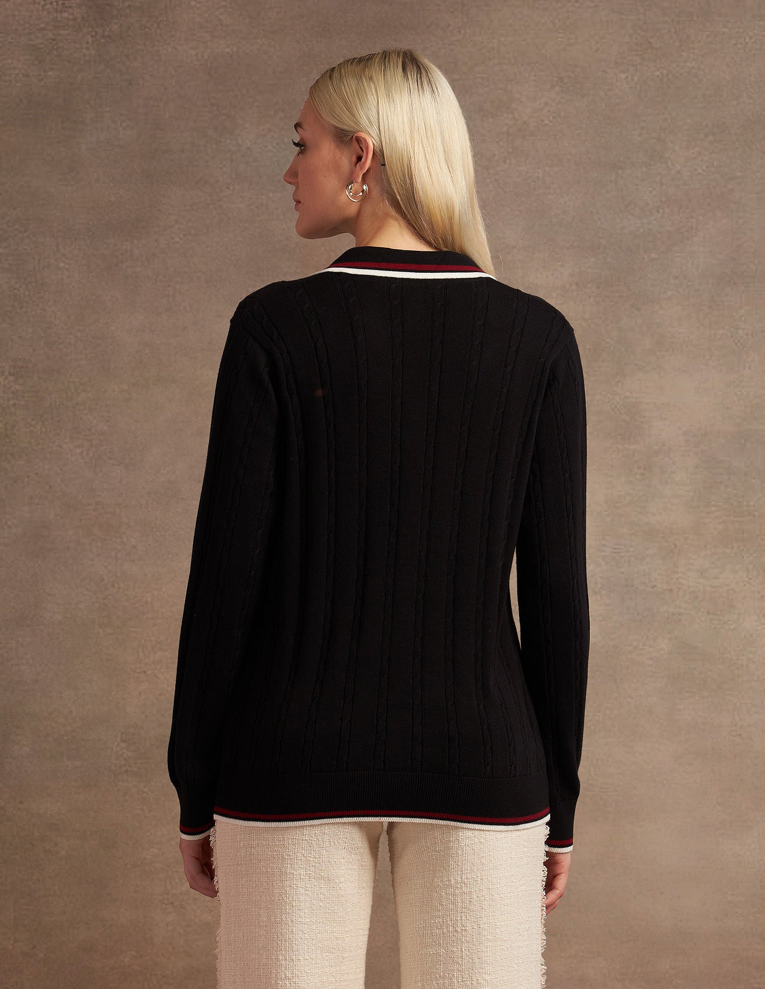 Regular Fit Cable Knit Sweater Black - U.S. POLO ASSN. | Large