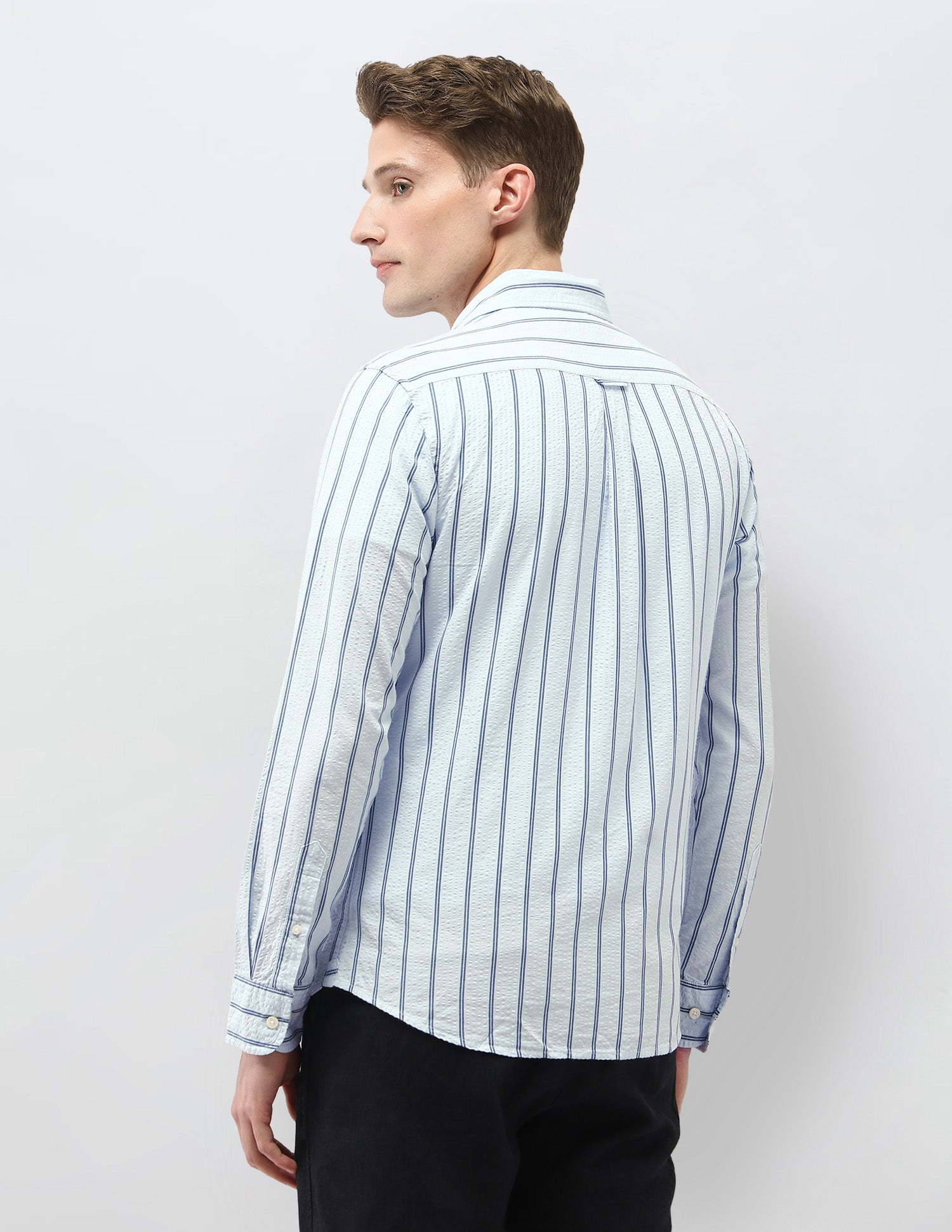 Vertical Striped Tailored Fit Shirt Light Blue - U.S. Polo Assn. India | Large