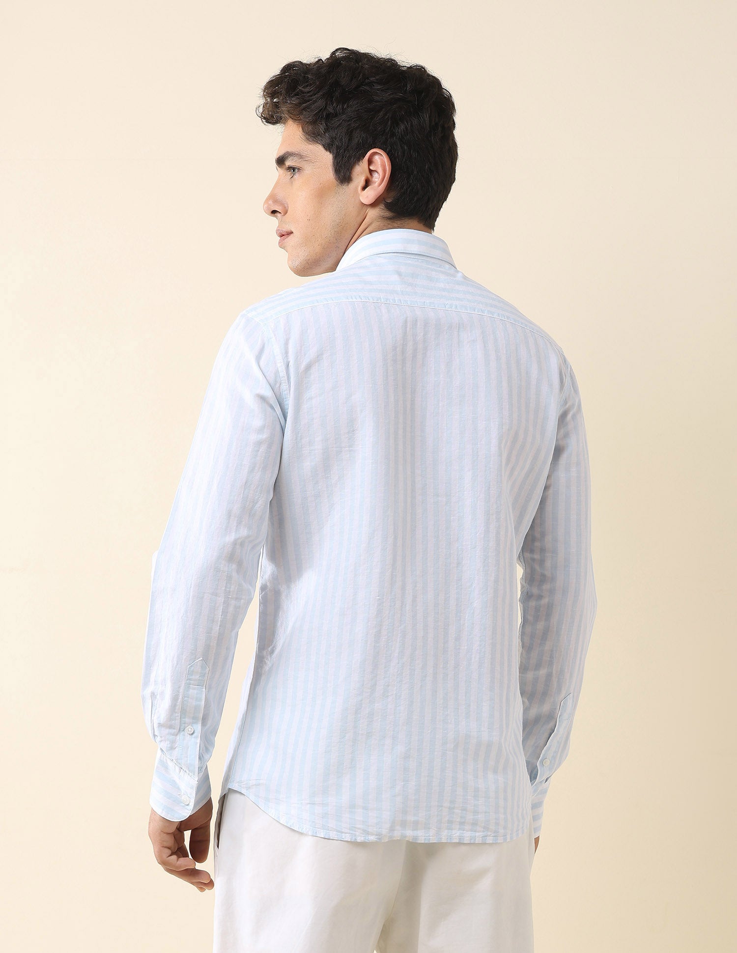 Vertical Striped Tailored Fit Shirt Light Blue - U.S. Polo Assn. India | Large