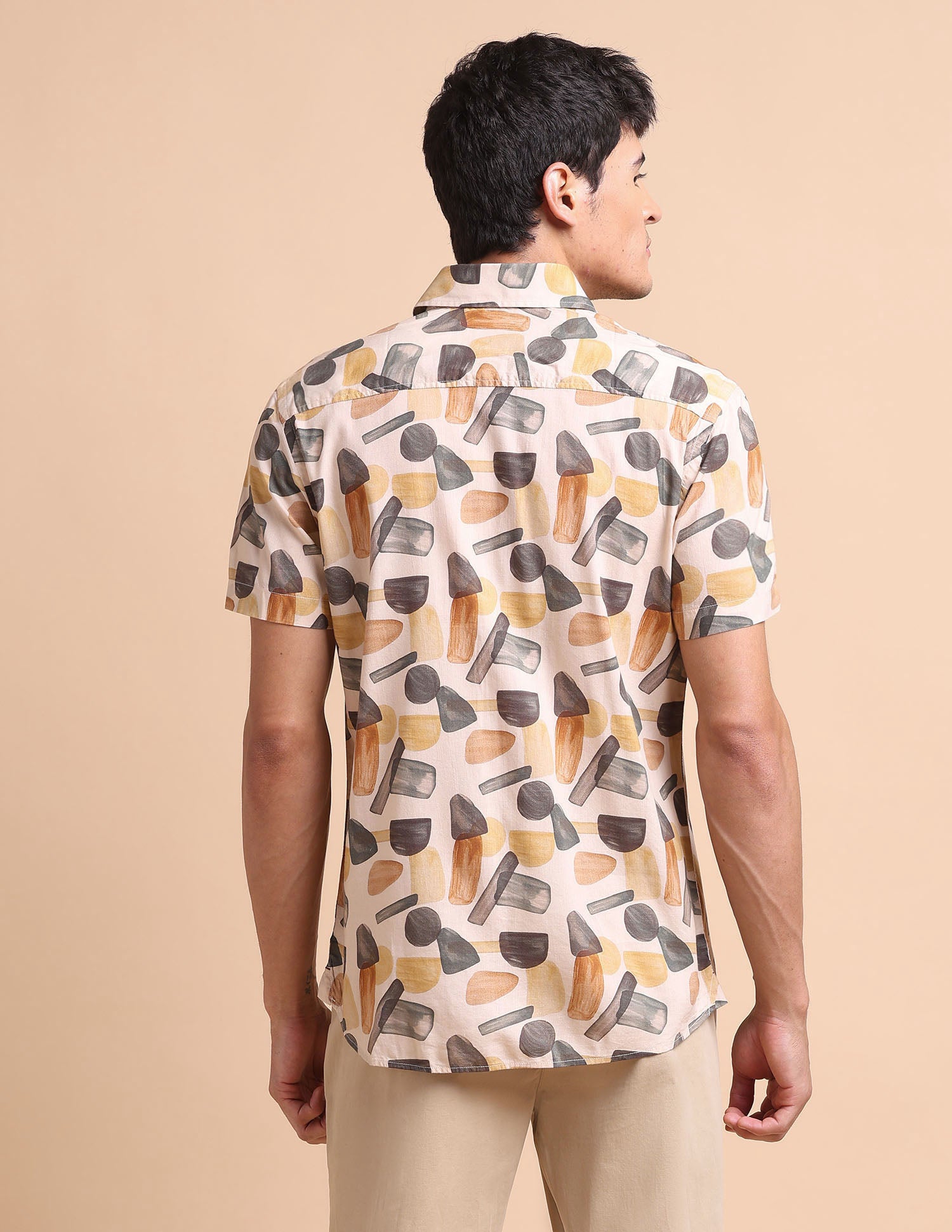 Abstract Printed Slim Fit Shirt Ivory - U.S. POLO ASSN. | Large