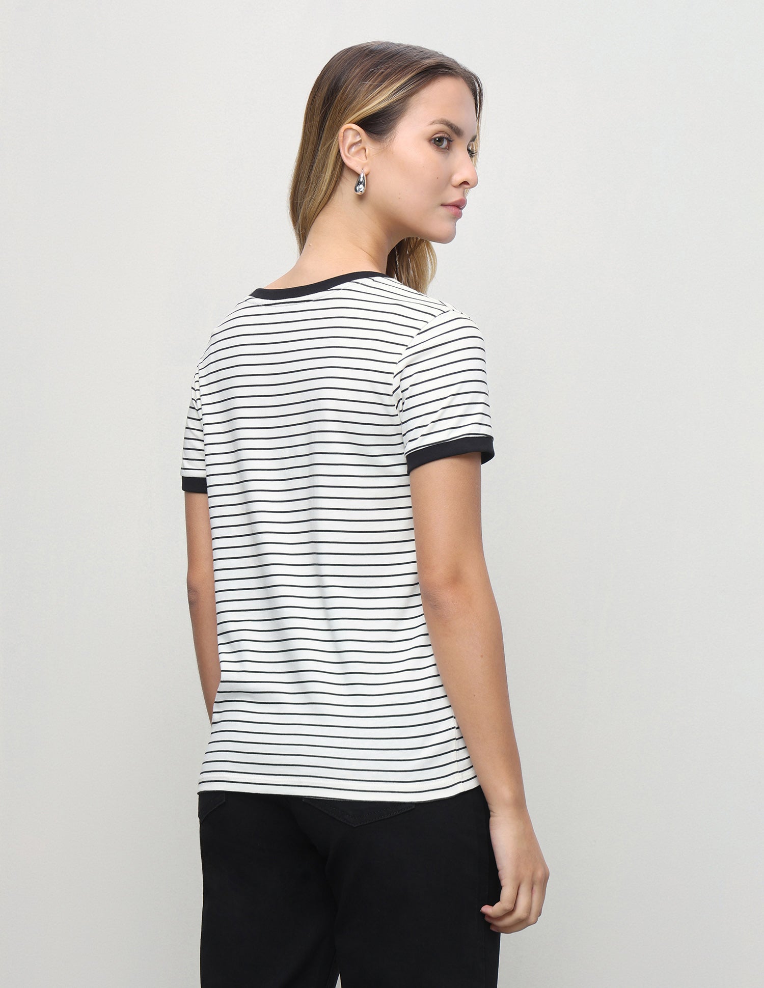 Horizontal Striped Regular Fit T-Shirt Black - U.S. Polo Assn. India | Large