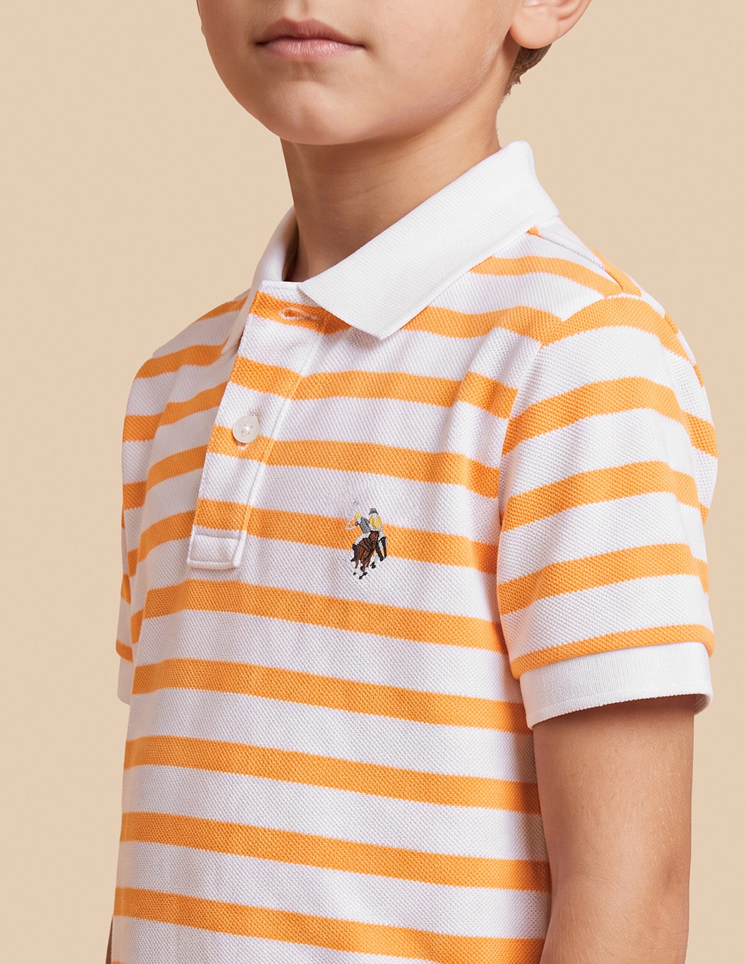 Horizontal Striped Regular Fit Polo Shirt Light Orange - U.S. Polo Assn. India | Large