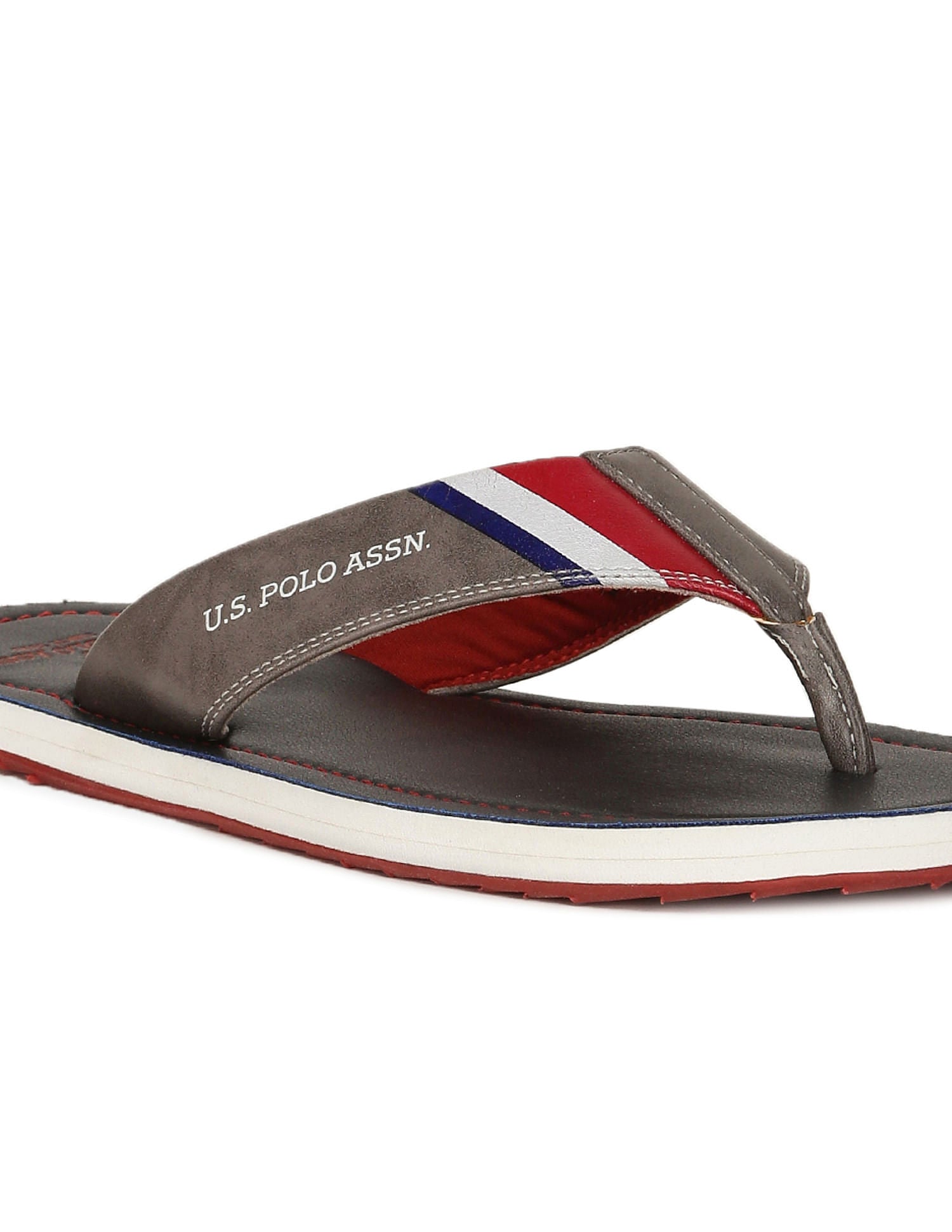 Brand Print Patt 2.0 Flip Flops Grey and Black - U.S. Polo Assn. India | Large