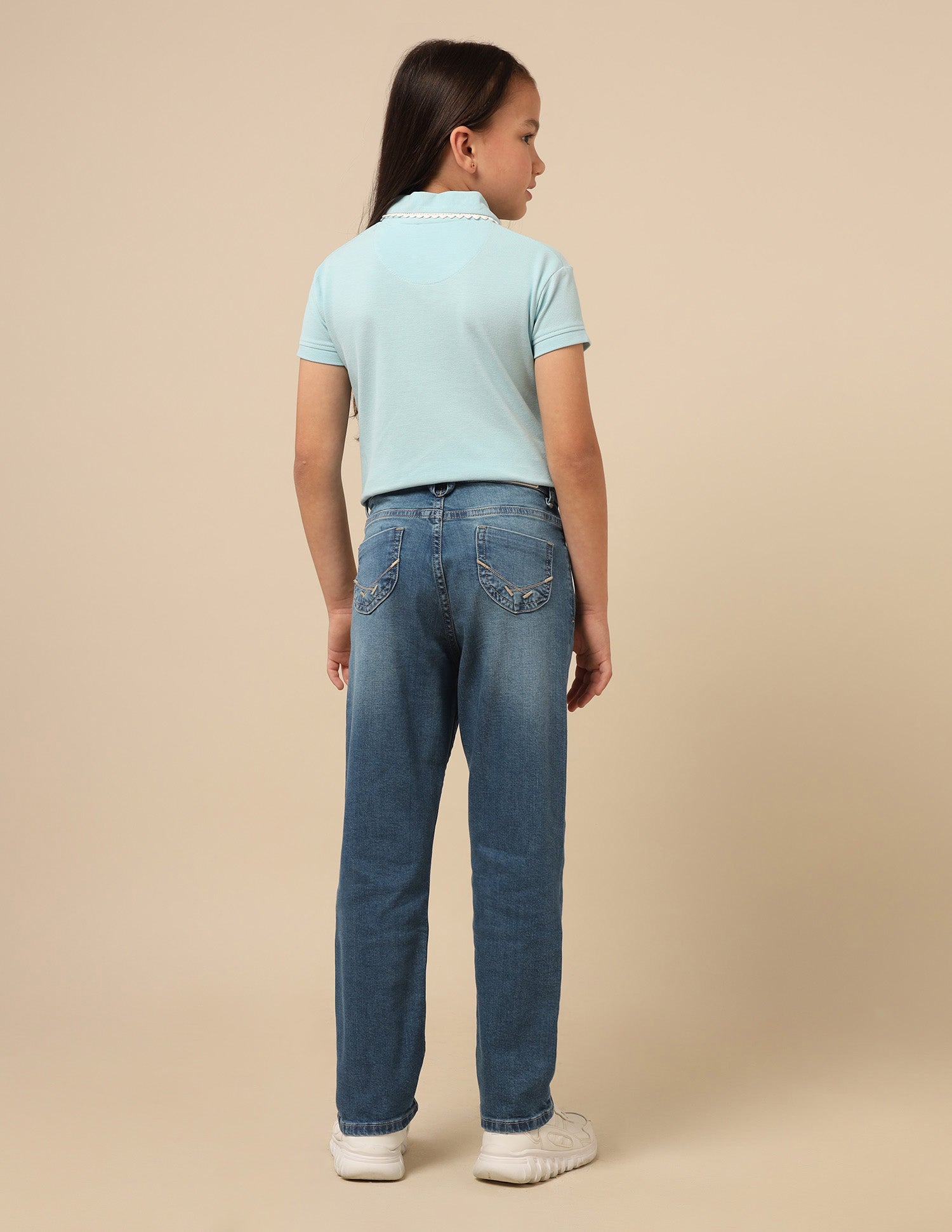 Girls Regular Fit Whiskered Jeans Blue - U.S. POLO ASSN. | Large