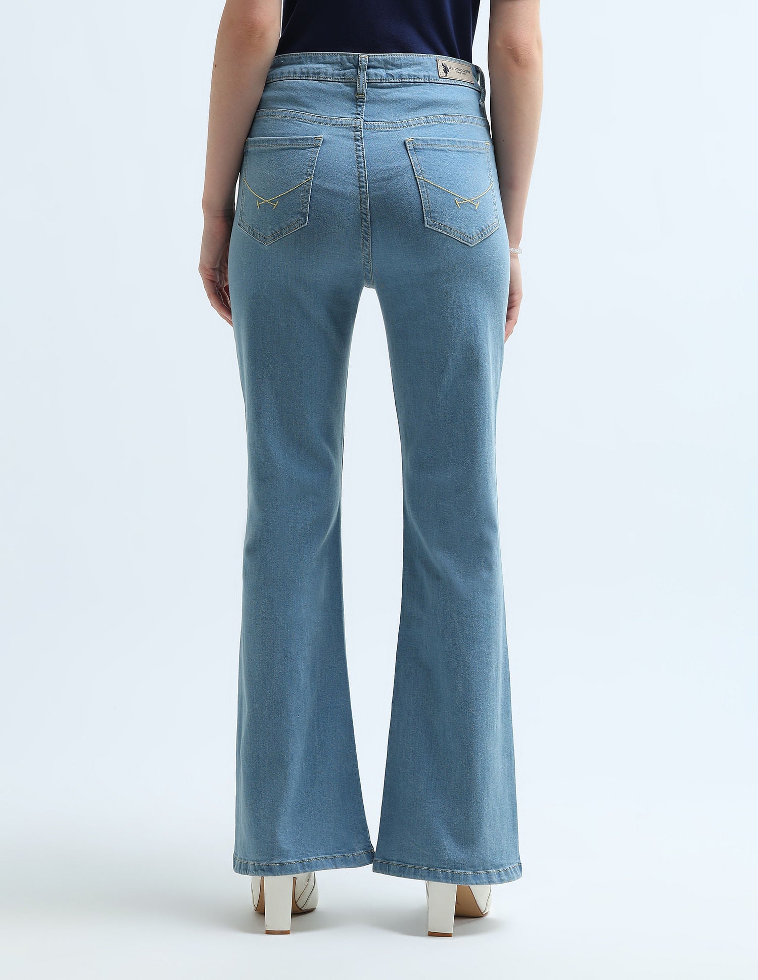 High Rise Flare Fit Jeans Light Blue - U.S. POLO ASSN. | Large