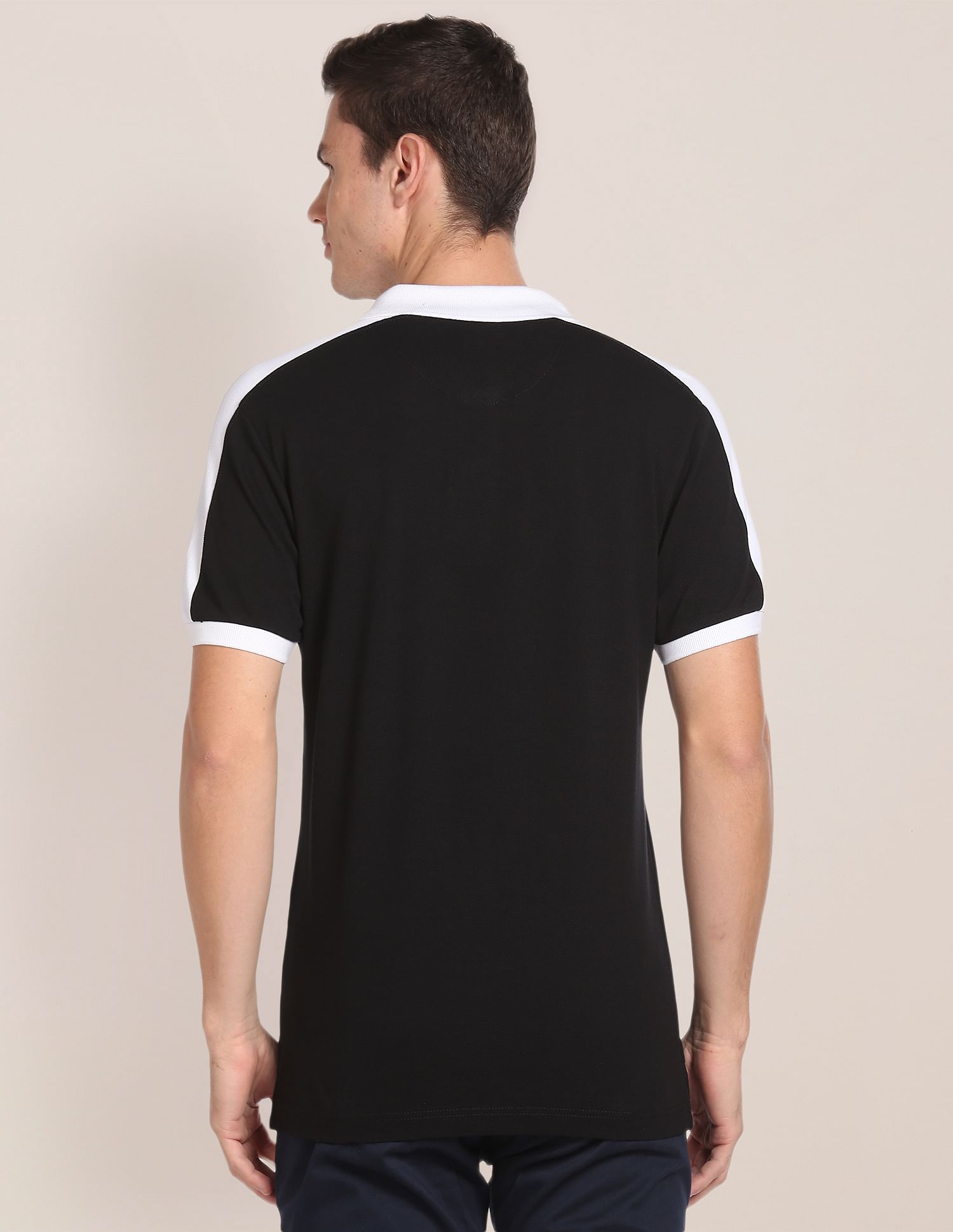 Contrast Tape Solid Polo Shirt Black - U.S. POLO ASSN. | Large