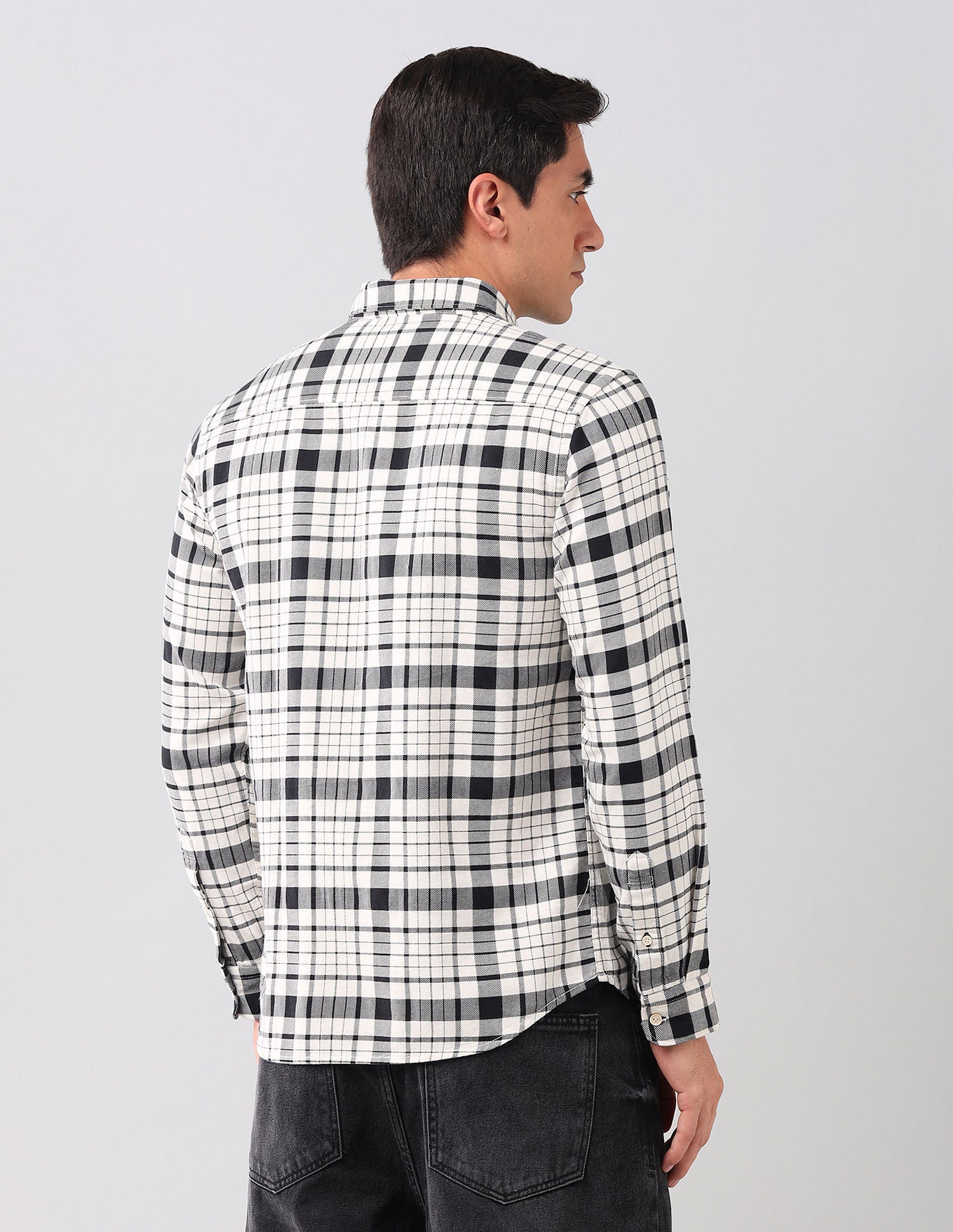 Tartan Checked Pure Cotton Shirt Ivory - U.S. POLO ASSN. | Large