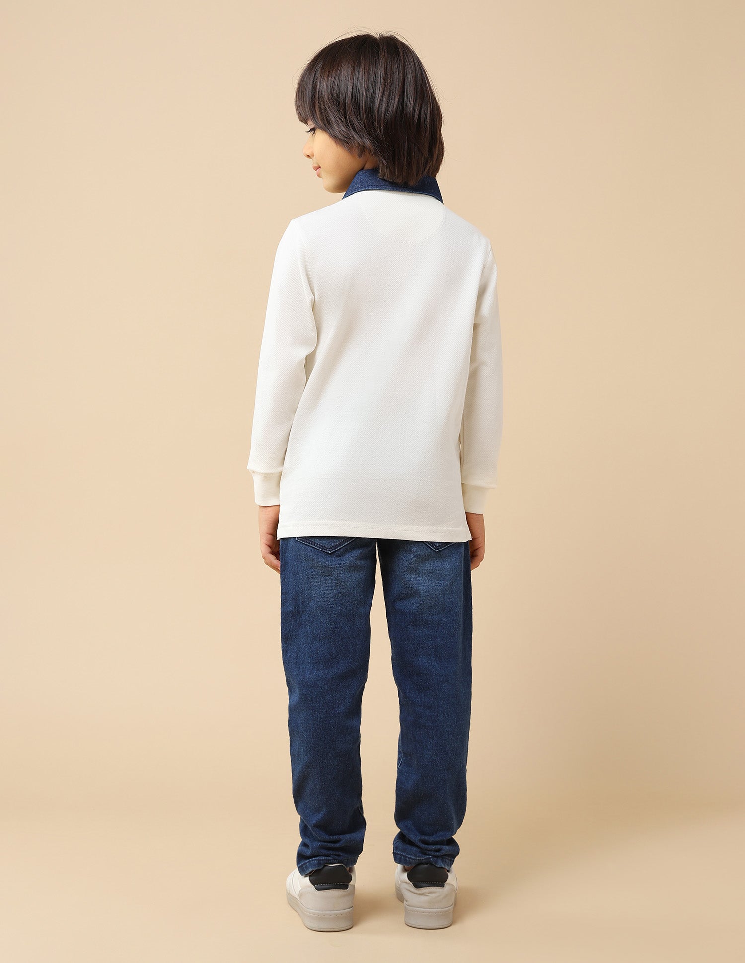 Boys Solid Regular Fit Polo Shirt Off White - U.S. POLO ASSN. | Large