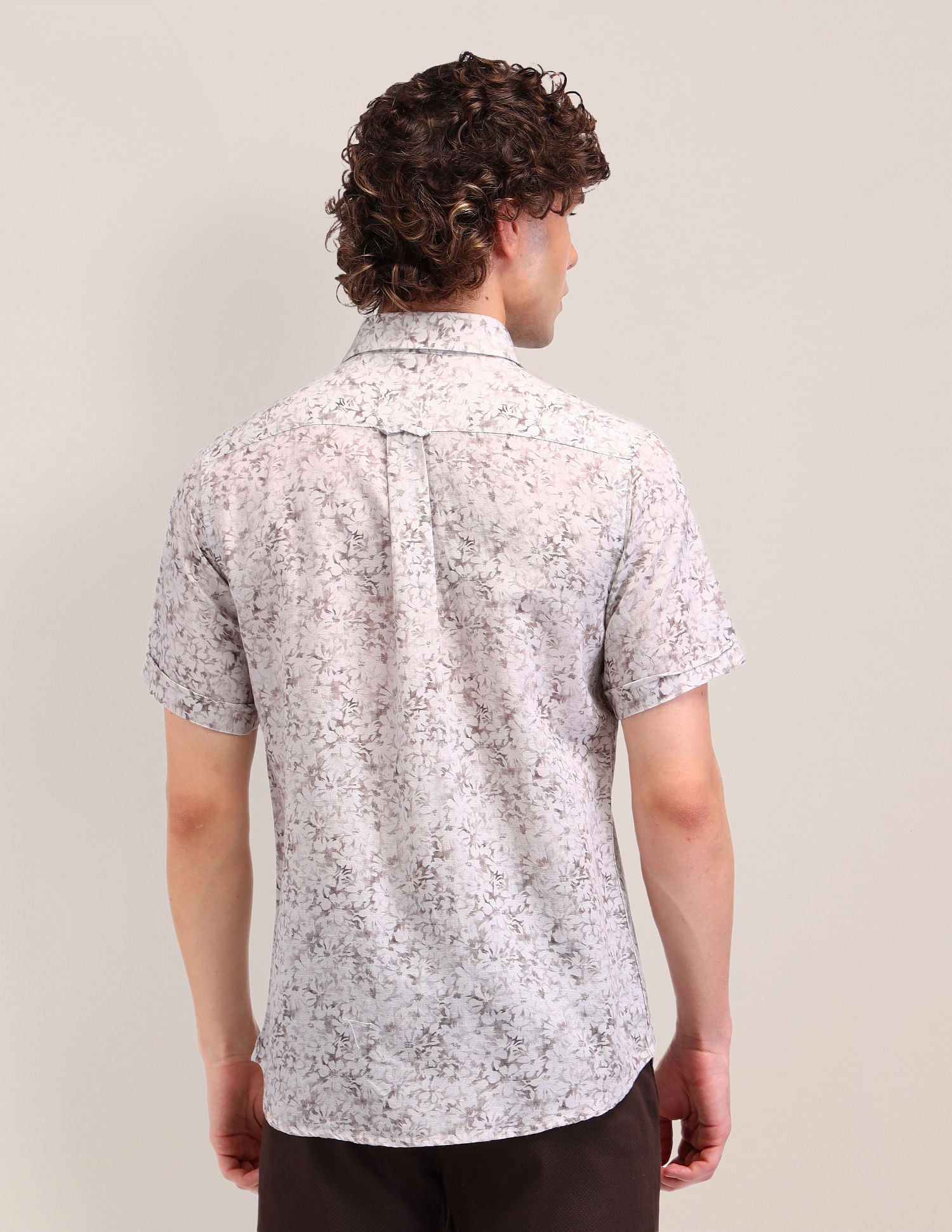 Printed Poplin Tailored Fit Shirt Grey - U.S. Polo Assn. India | Large