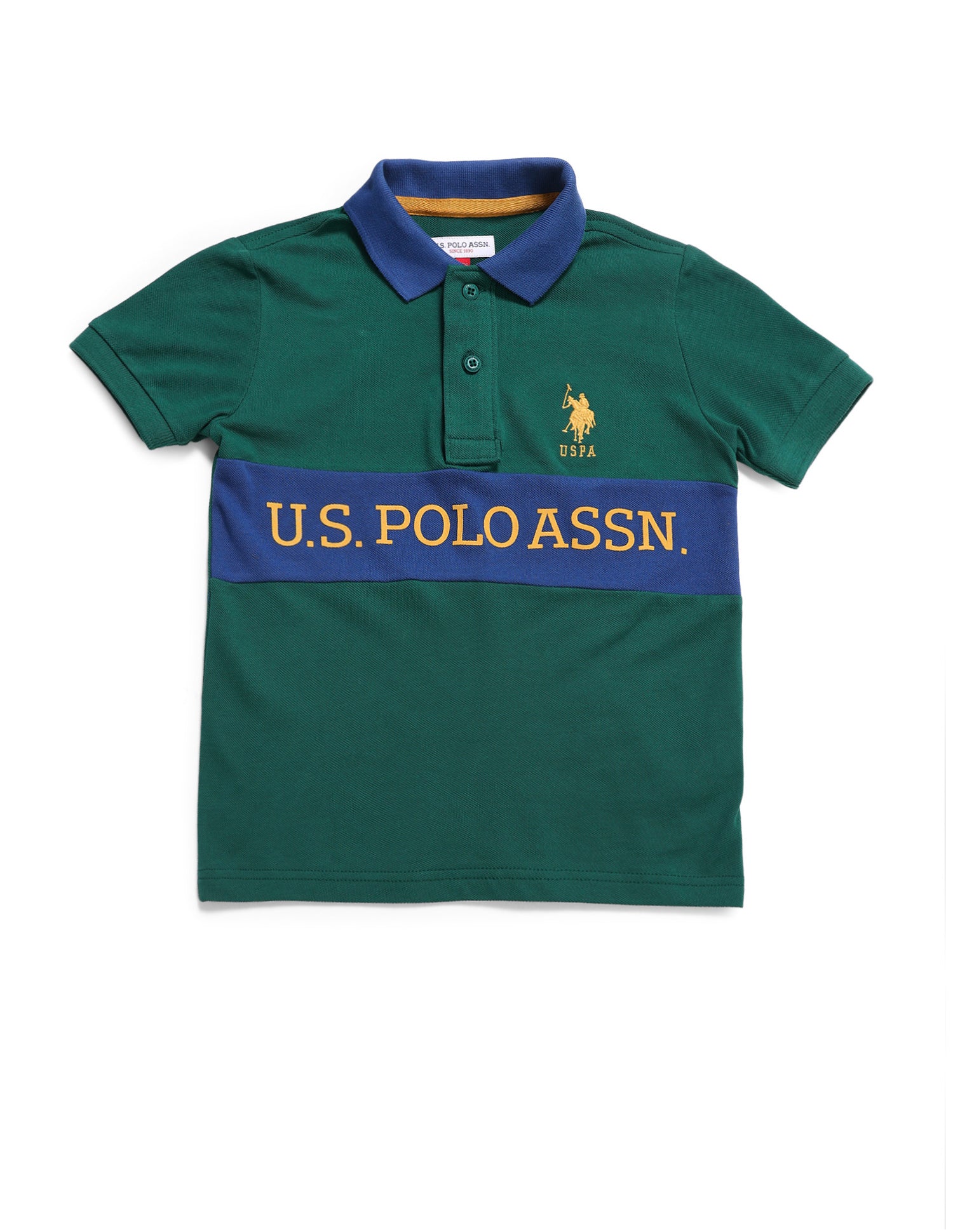 Boys Brand Printed Regular Fit T-Shirt Green - U.S. POLO ASSN. | Large