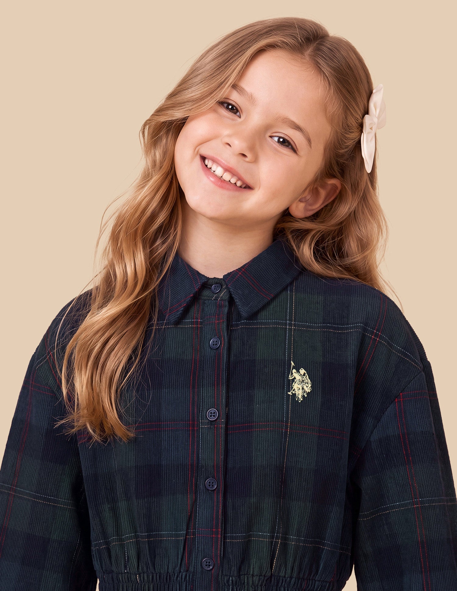 Corduroy Checked Shirt Dress Green - U.S. Polo Assn. India | Large