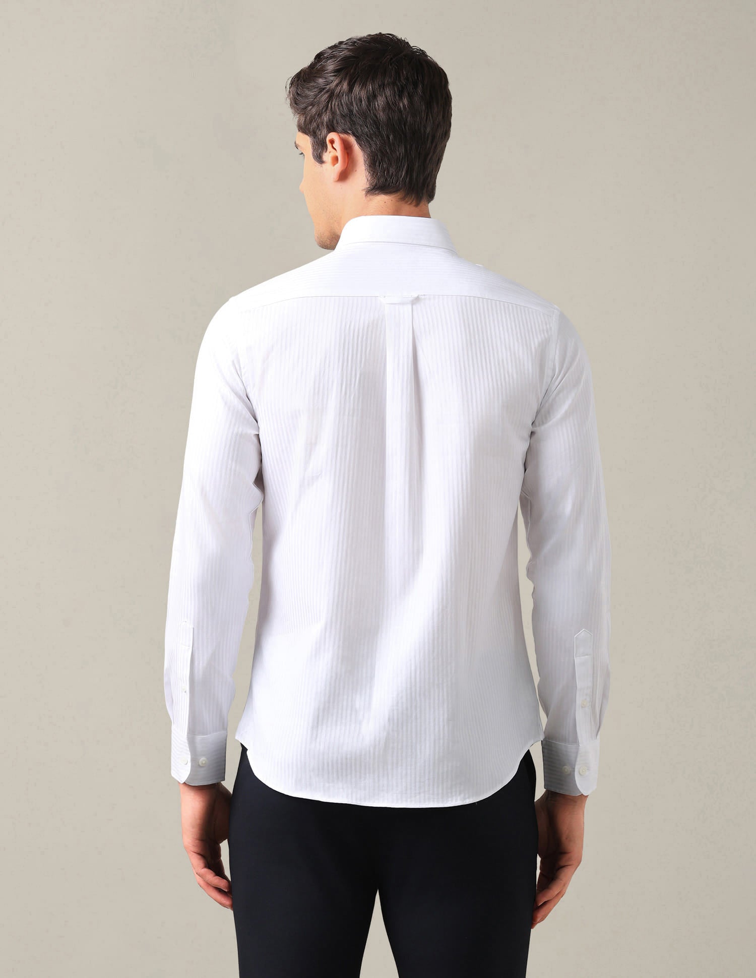 Tailored Fit Satin Button Down Shirt White - U.S. Polo Assn. India | Large