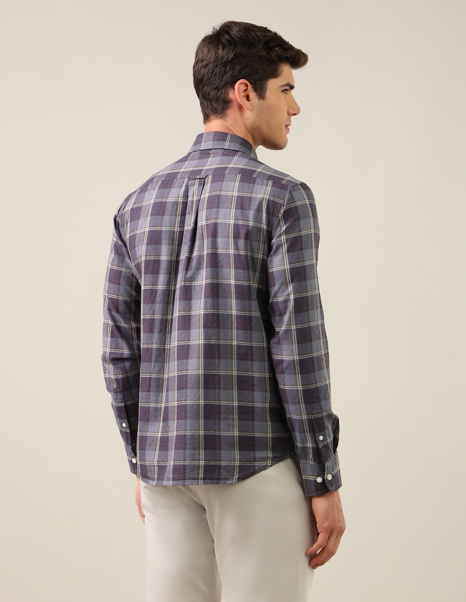 Twill Plaid Checked Shirt Purple - U.S. Polo Assn. India | Large