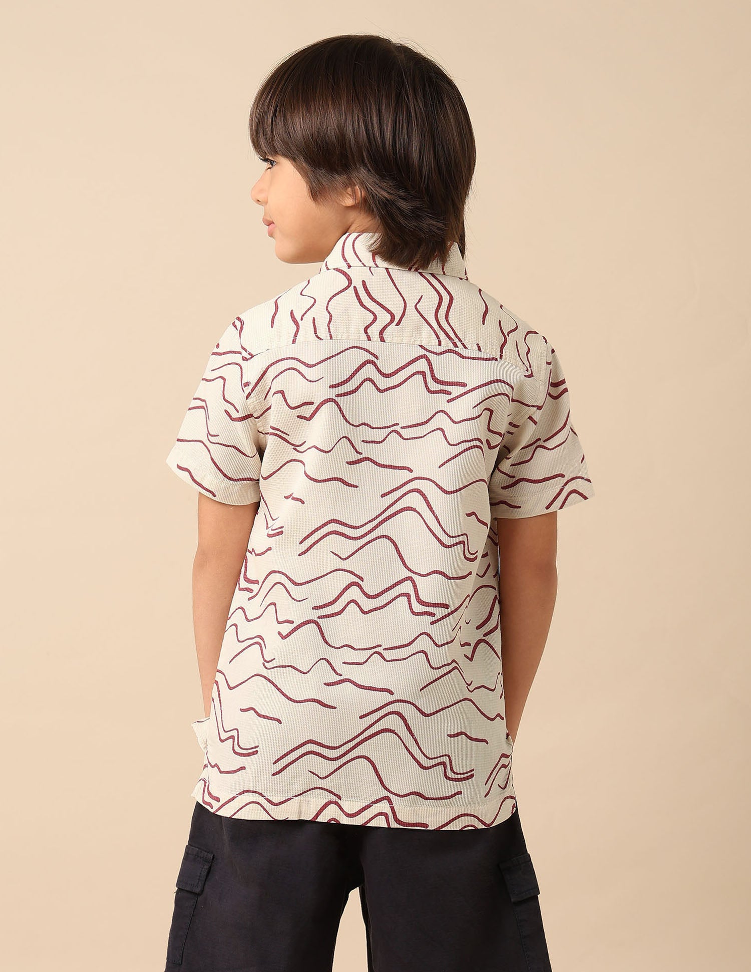 Boys Abstract Printed Pure Cotton Shirt Beige - U.S. POLO ASSN. | Large