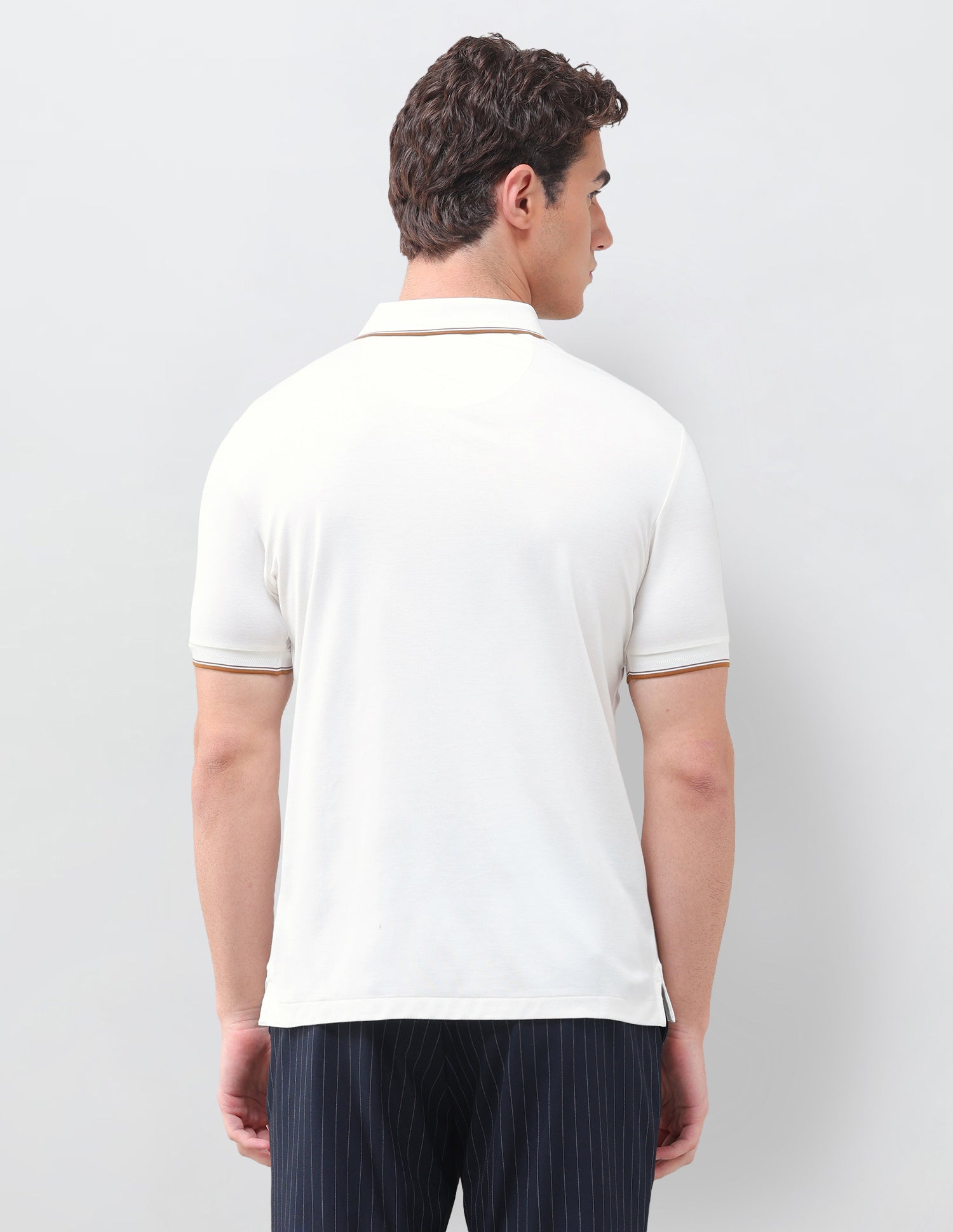 Solid Slim Fit Polo Shirt Off White - U.S. Polo Assn. India | Large