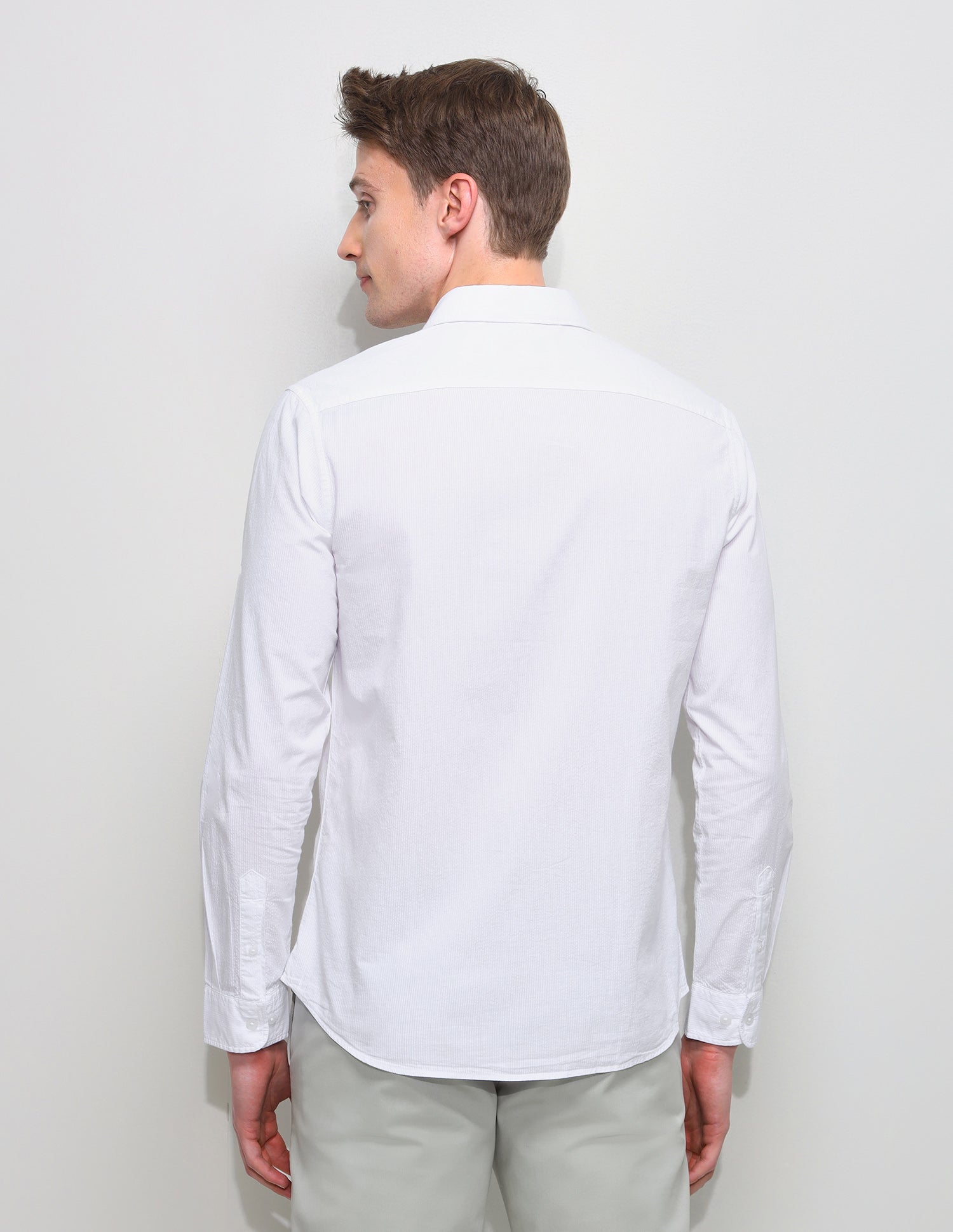 Seersucker Regular Fit Textured Shirt White - U.S. Polo Assn. India | Large