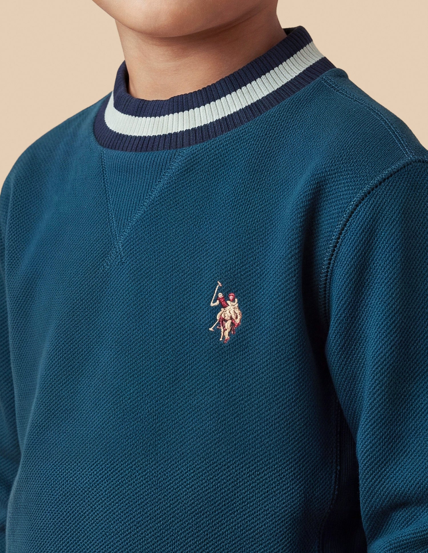 Solid Regular Fit Sweatshirt Teal - U.S. Polo Assn. India | Large