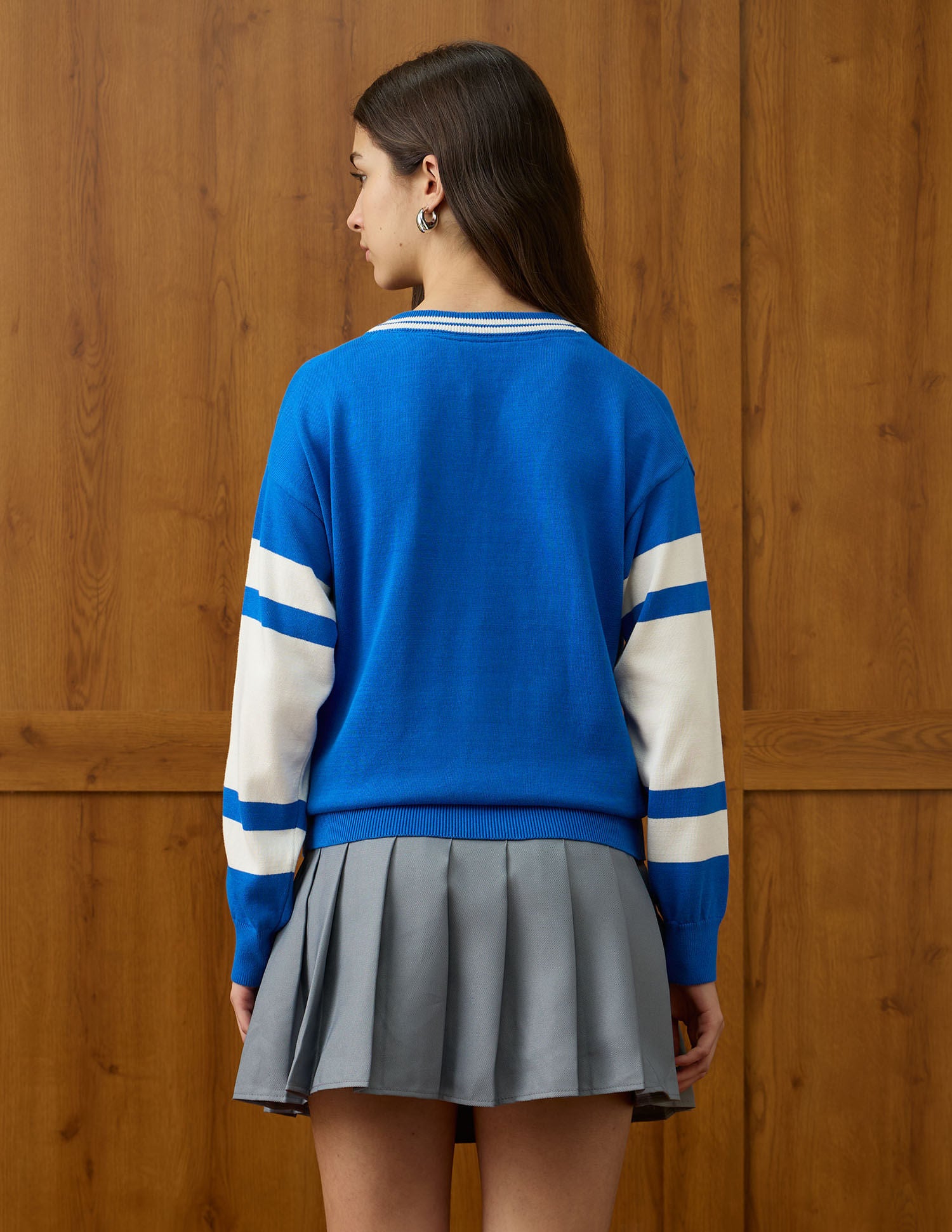 Brand Printed Relaxed Fit Sweater Blue - U.S. POLO ASSN. | Large