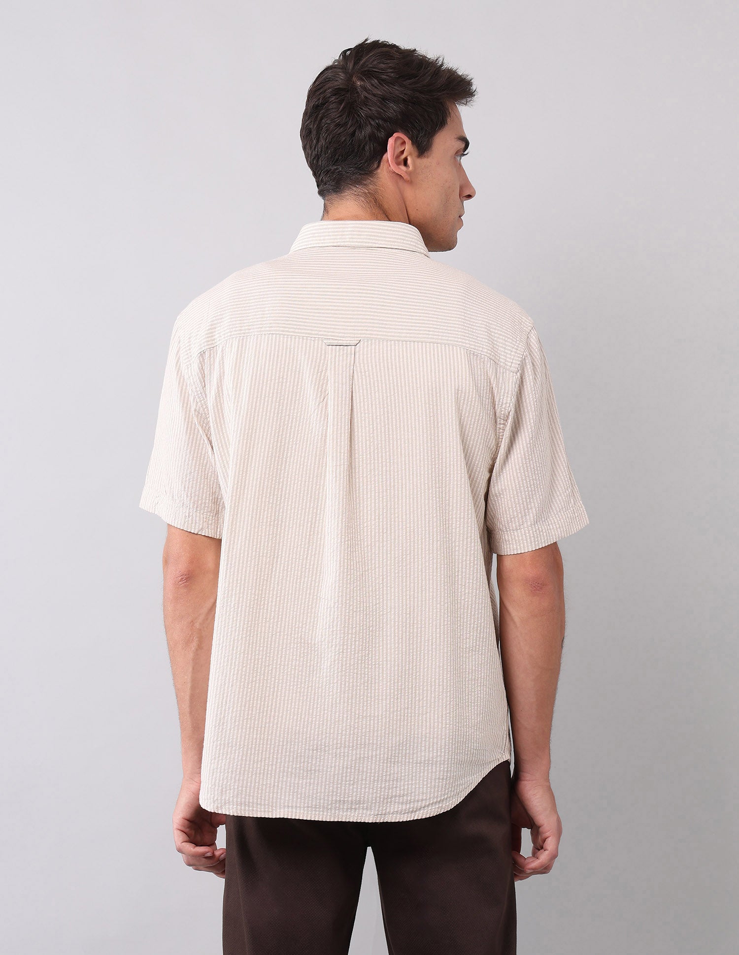 Vertical Striped Pure Cotton Shirt Beige - U.S. POLO ASSN. | Large