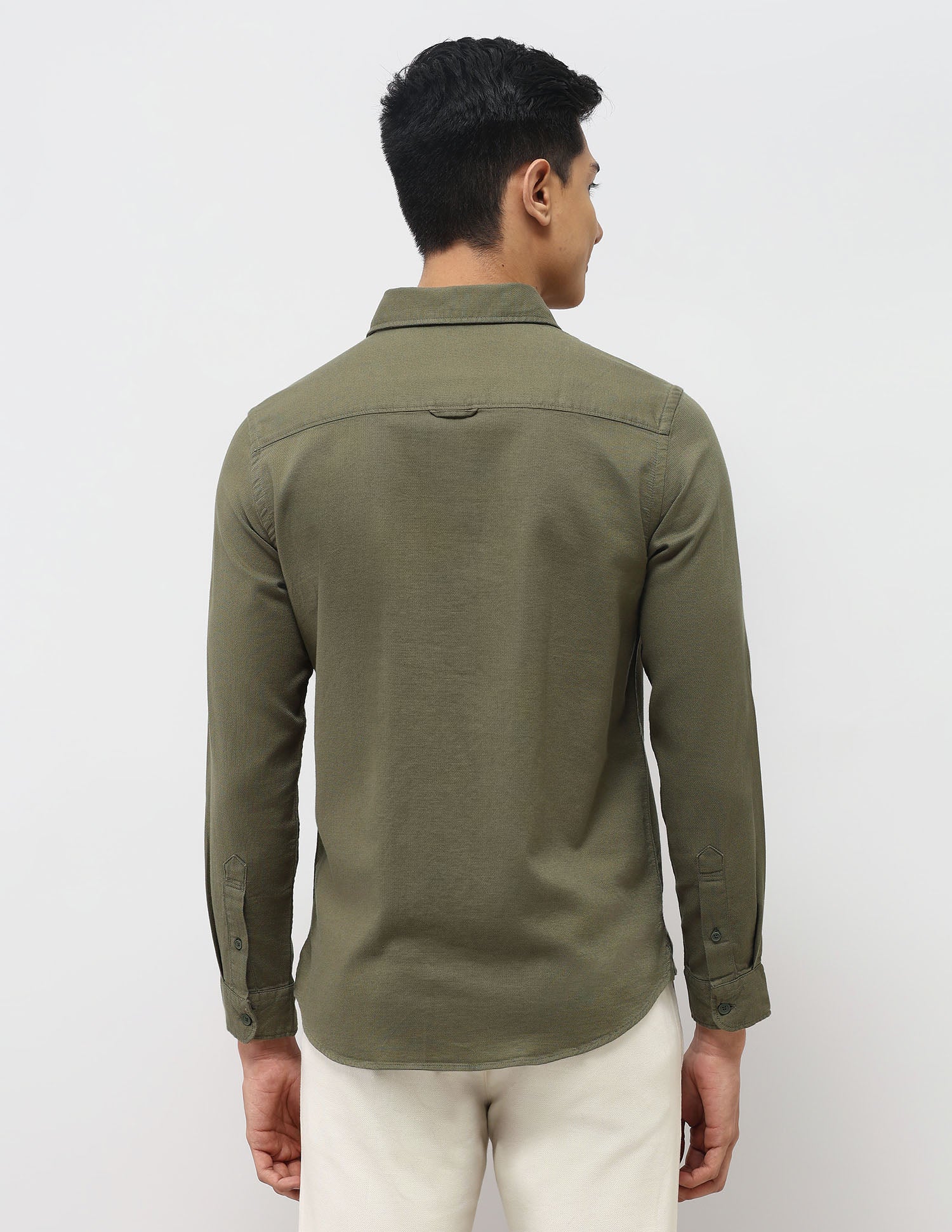 Textured Dobby Shirt Light Olive - U.S. Polo Assn. India | Large