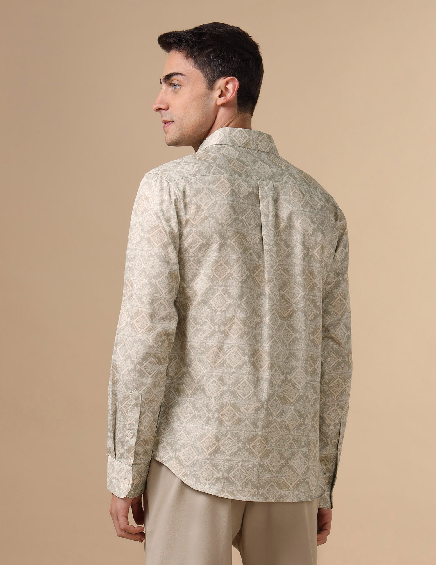 Pure Cotton Geometric Printed Shirt Light Green - U.S. POLO ASSN. | Large