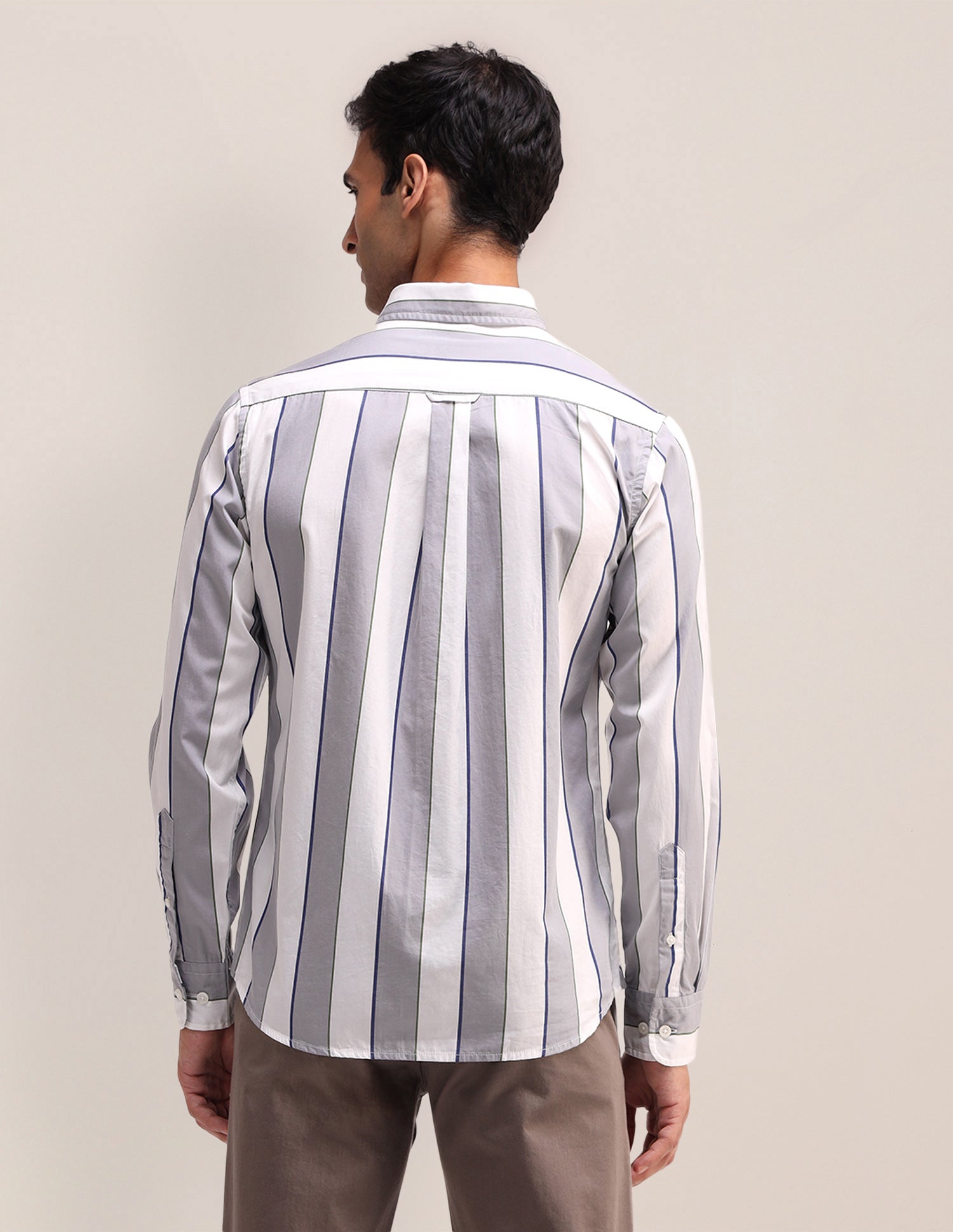 Vertical Striped Poplin Shirt Grey - U.S. Polo Assn. India | Large
