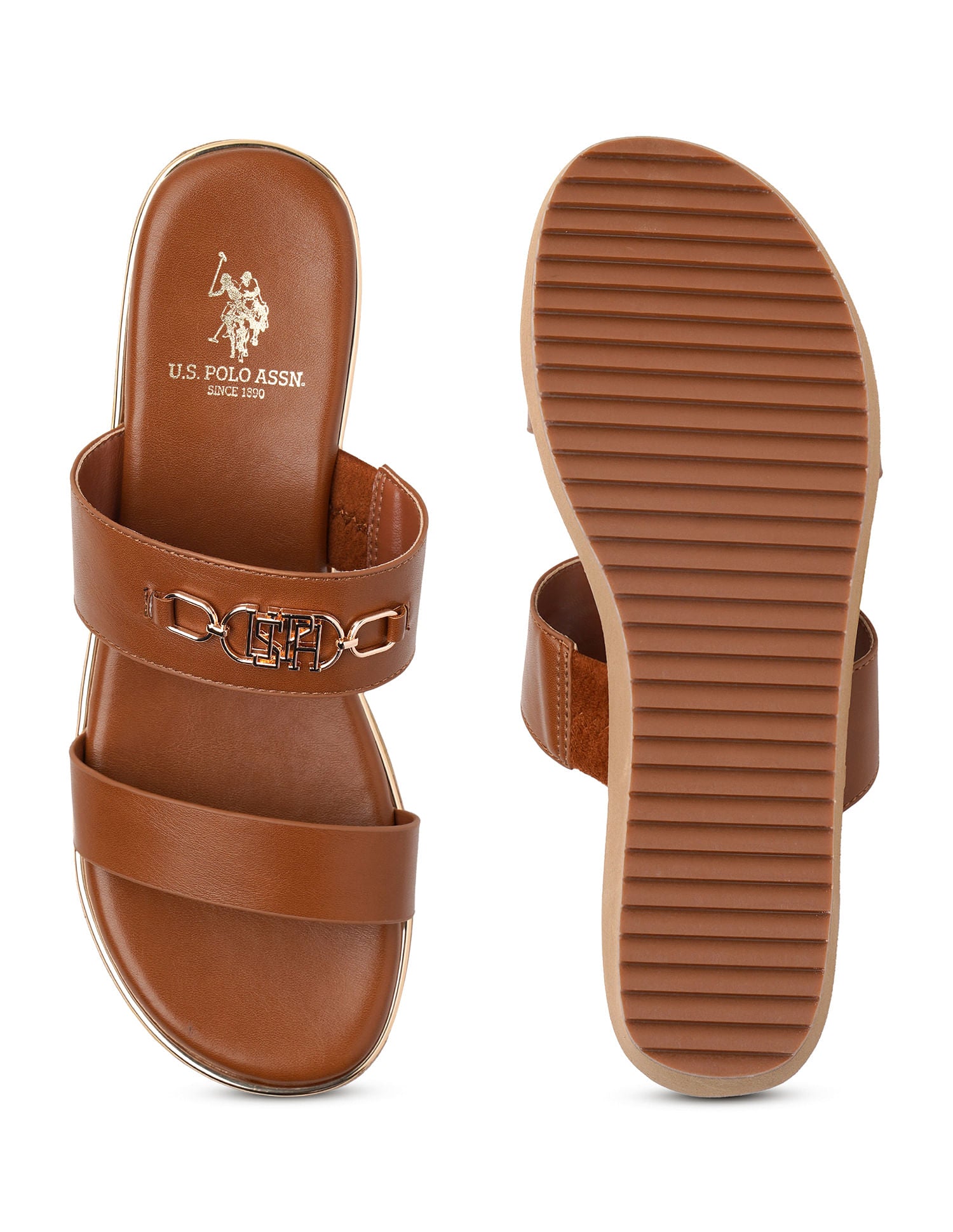 Open Toe Elettra Wedge Sandals Tan - U.S. POLO ASSN. | Large