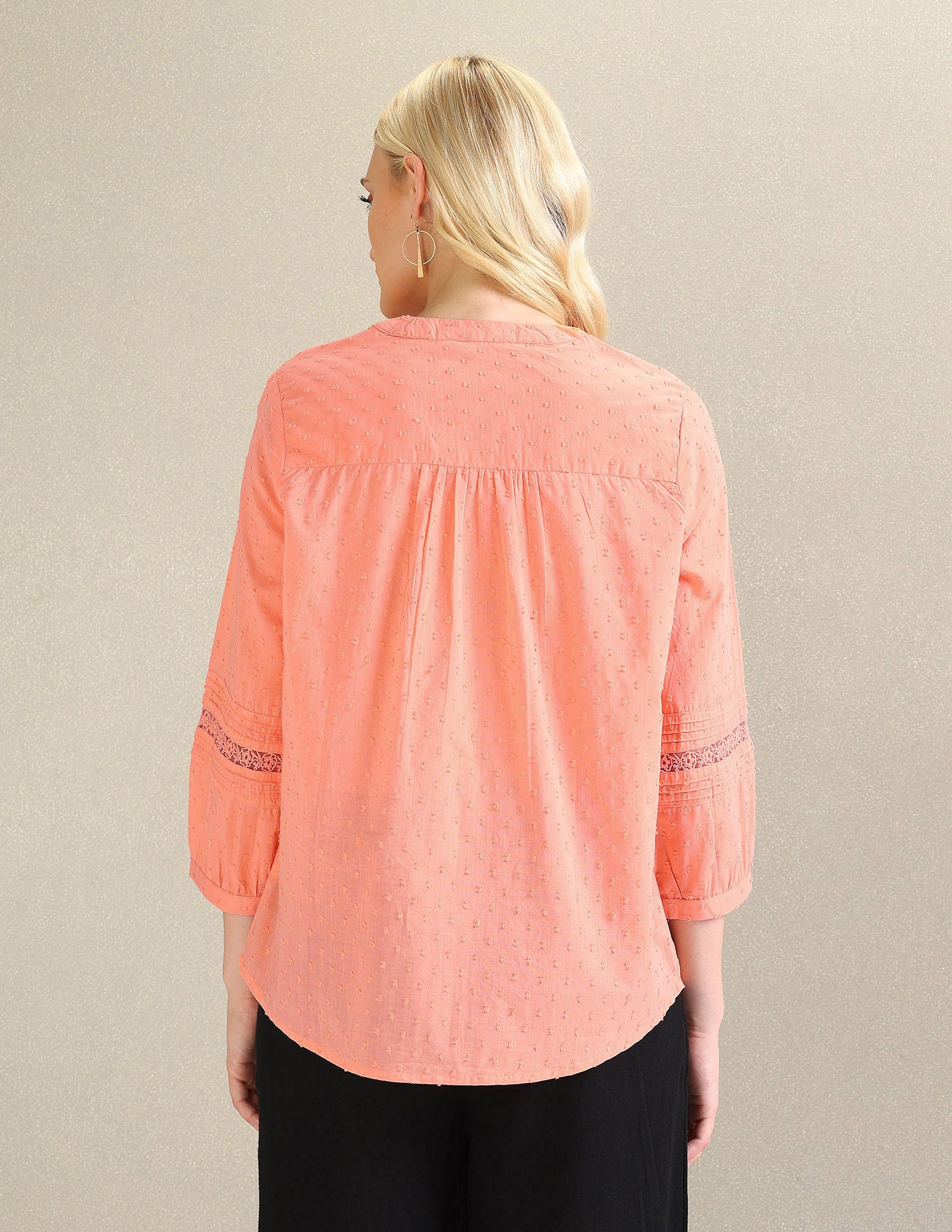 Cotton Dobby Textured Top Peach - U.S. Polo Assn. India | Large