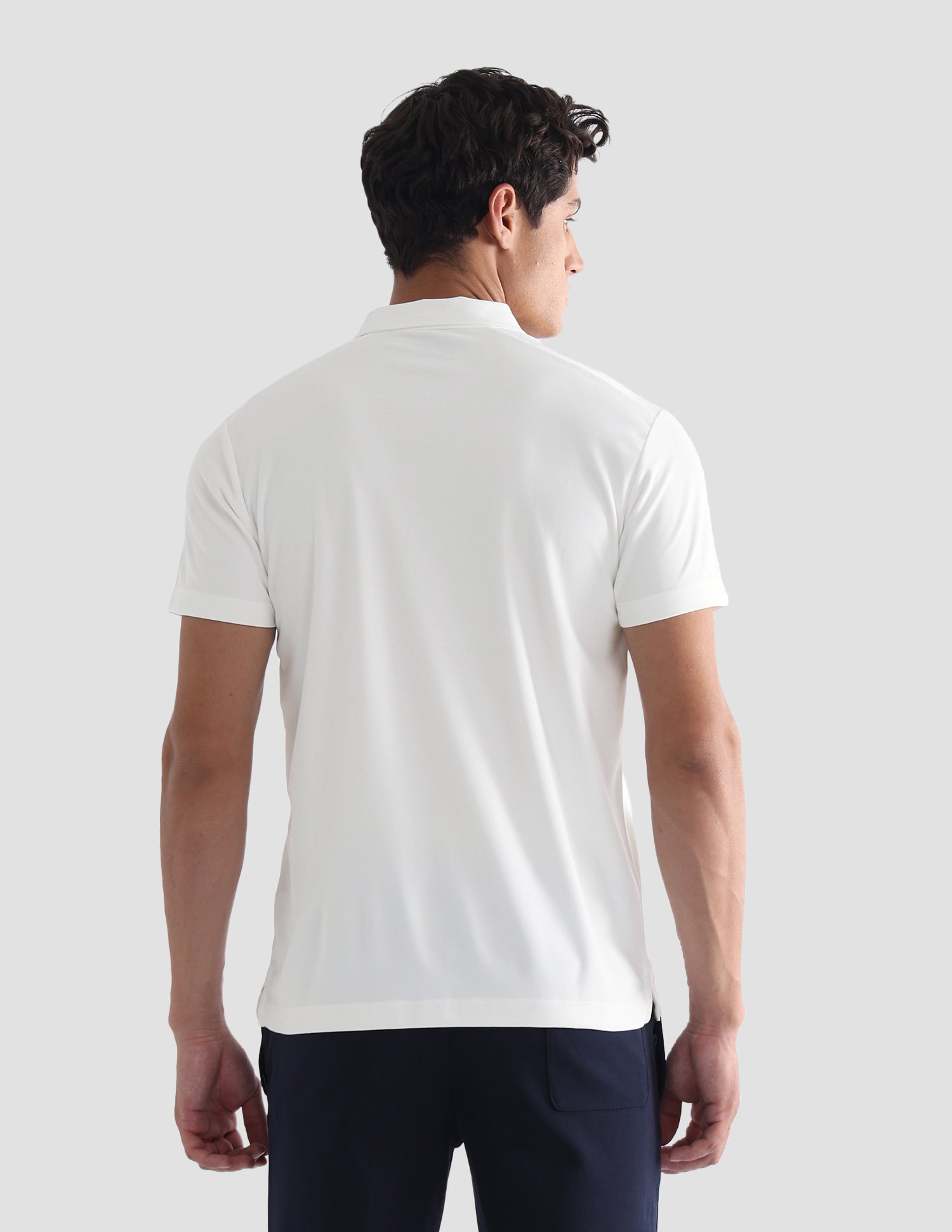 Solid Slim Fit Active Polo Shirt Off White - U.S. Polo Assn. India | Large