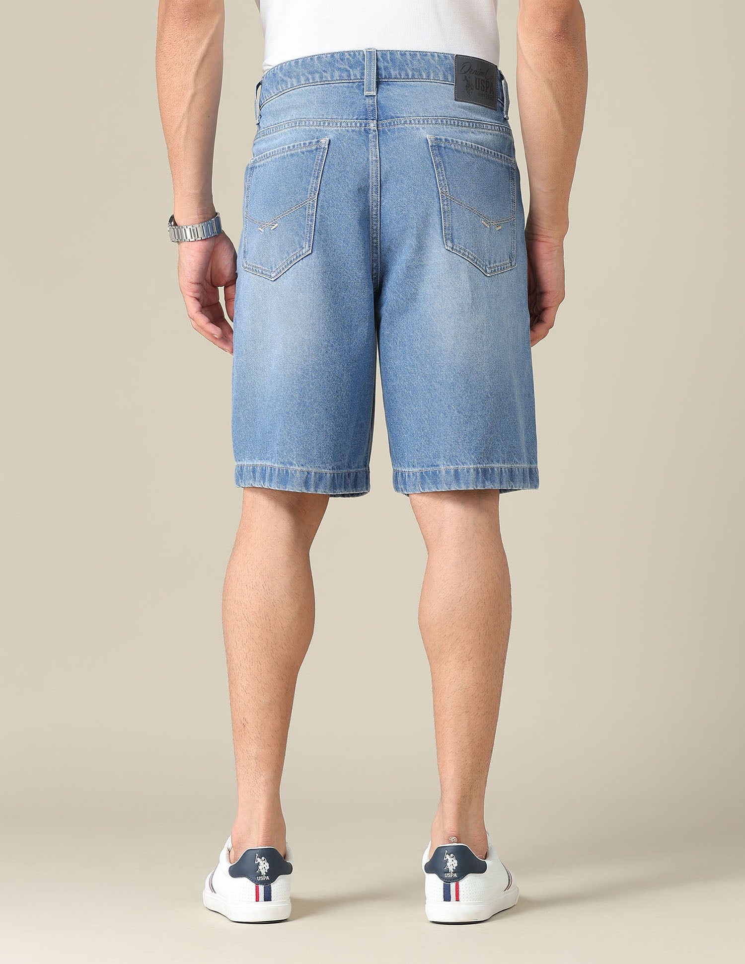 Mid Rise Solid Denim Shorts Light Blue - U.S. POLO ASSN. | Large