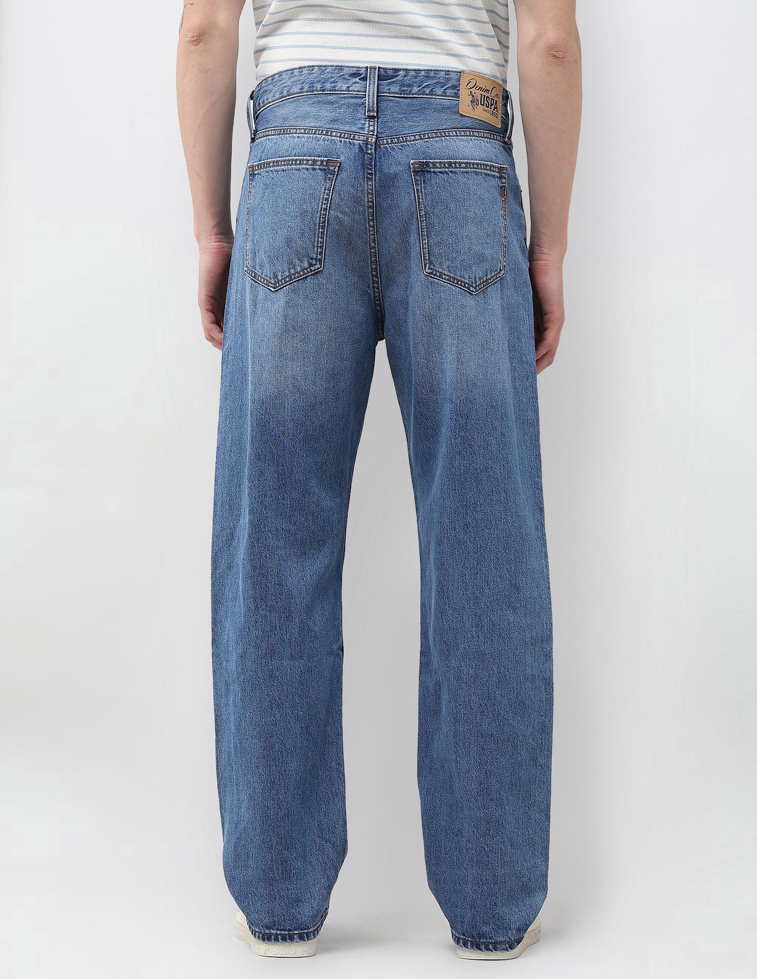 Logan Loose Straight Fit Blue Jeans Mid Blue - U.S. Polo Assn. India | Large