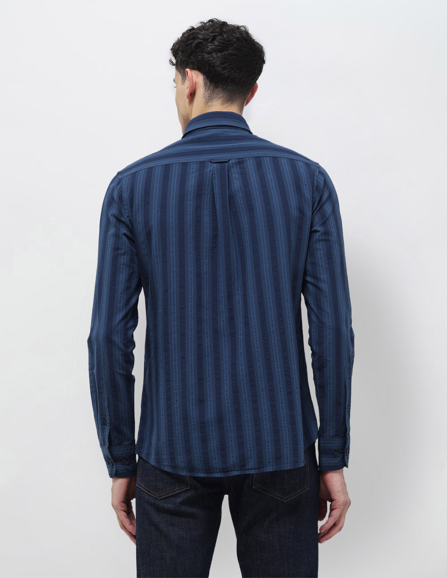 Seersucker Tailored Fit Shirt Blue - U.S. Polo Assn. India | Large