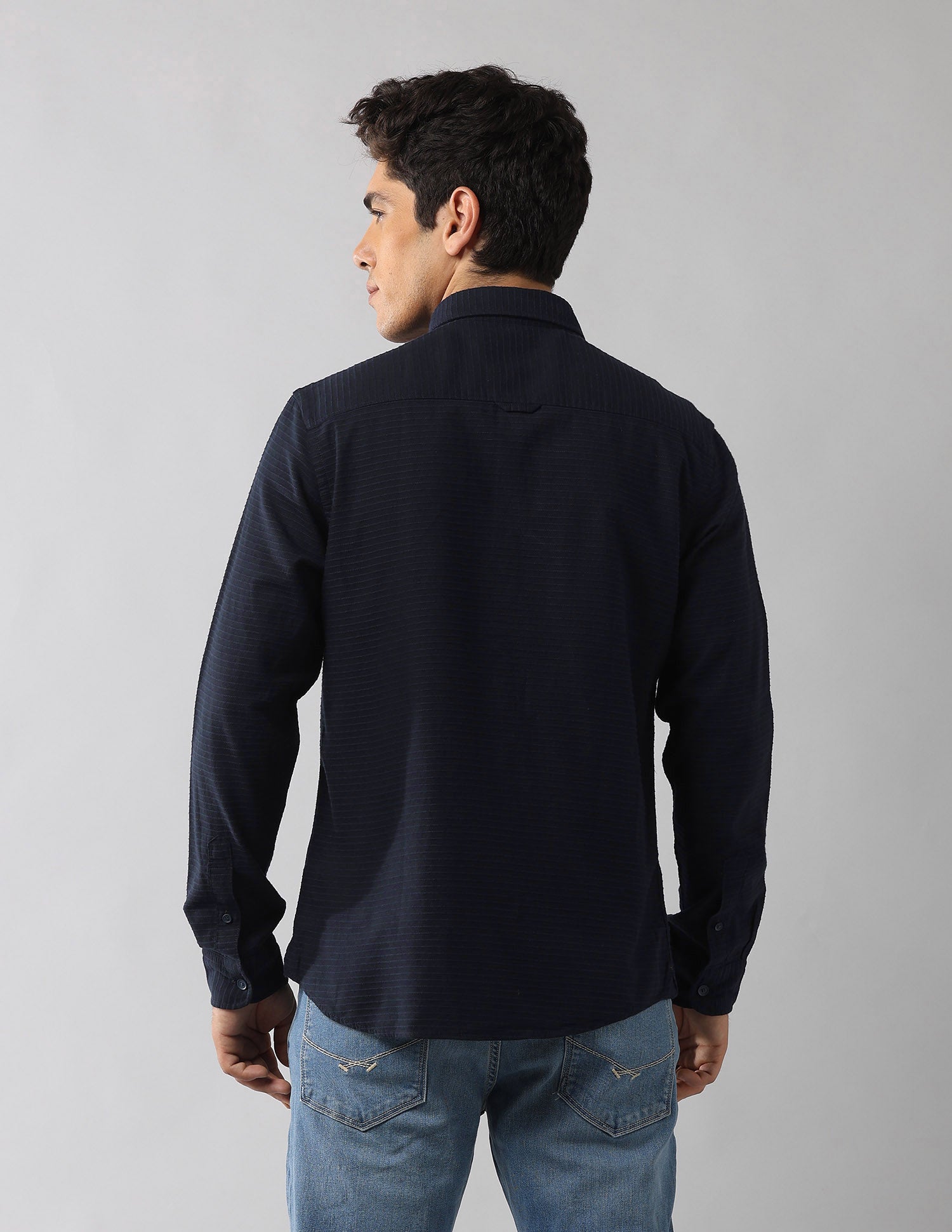 Regular Fit Textured Shirt Navy - U.S. Polo Assn. India | Large