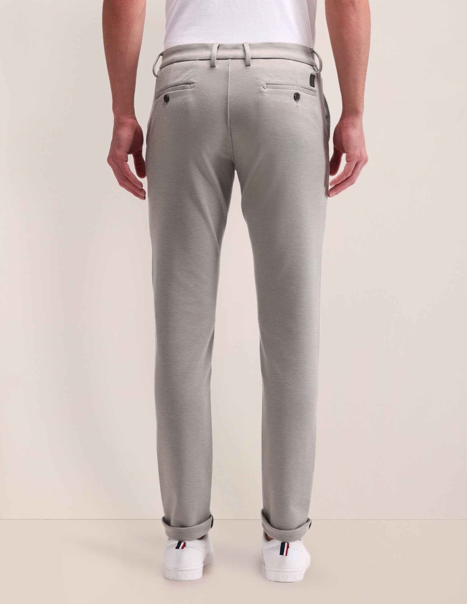 Austin Slim Fit  Solid Trousers Silver - U.S. Polo Assn. India | Large