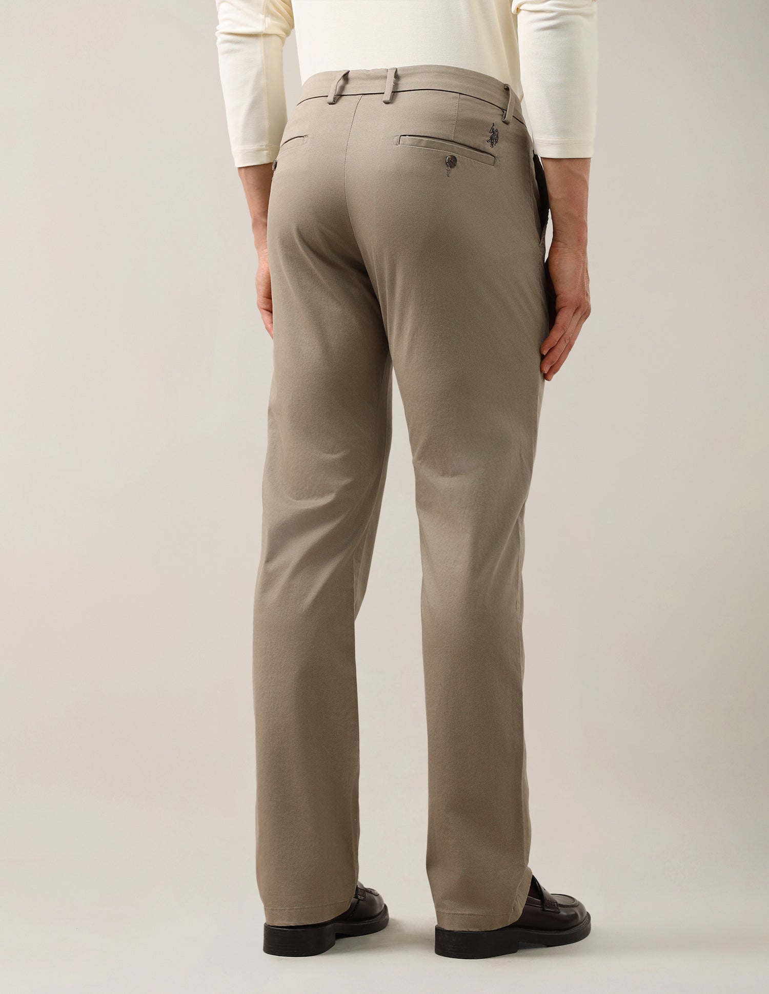 Satin Riley Straight Fit Trousers Khaki - U.S. Polo Assn. India | Large