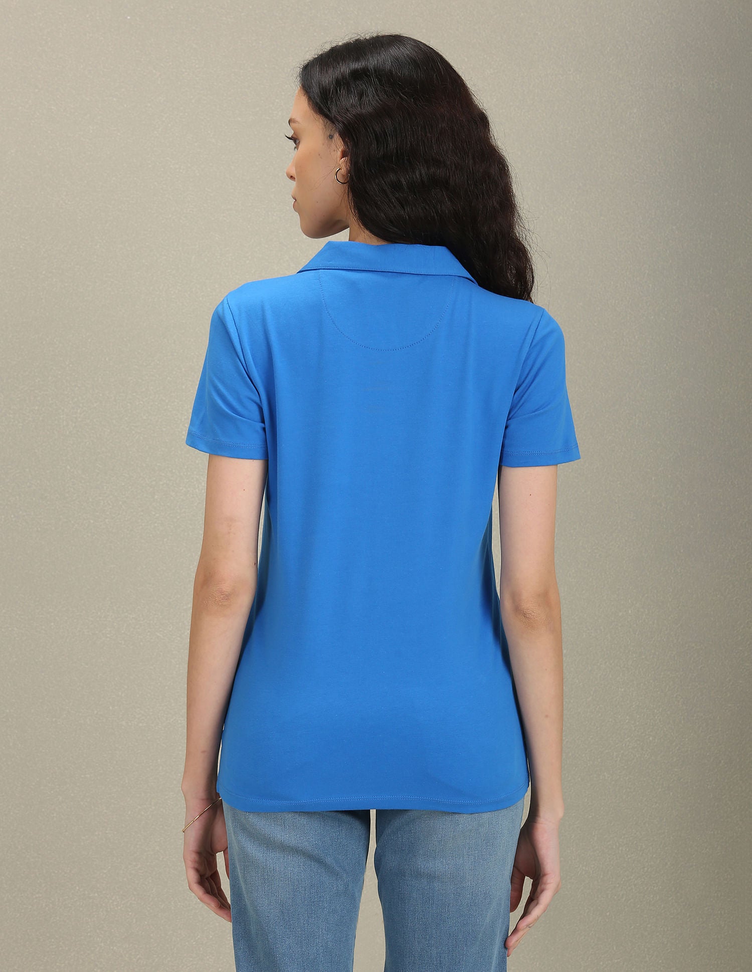 Cotton Jersey Slim Polo Shirt Blue - U.S. POLO ASSN. | Large