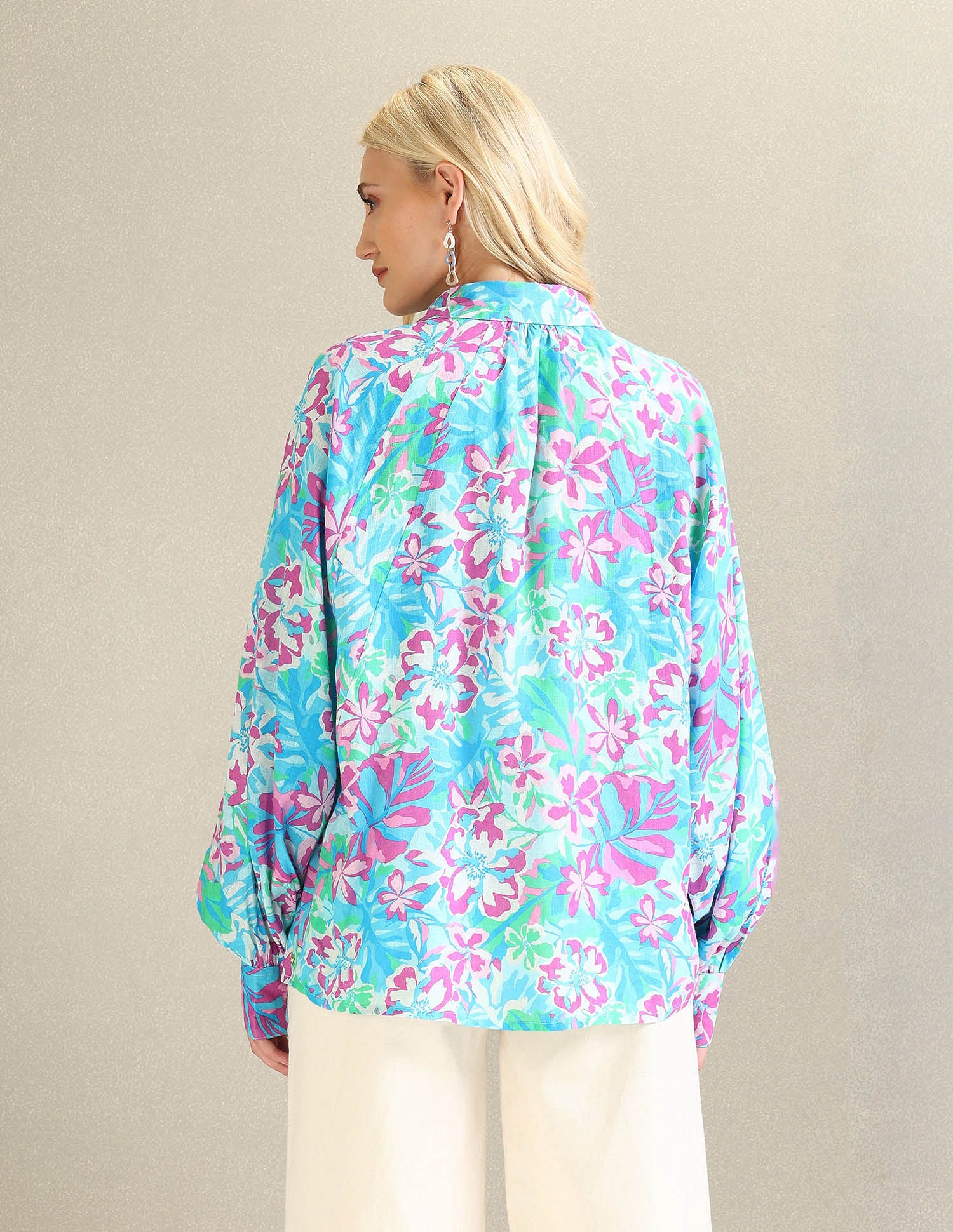 Cotton Raglan Sleeve Boyfriend Shirt Blue, Purple and Green - U.S. POLO ASSN. | Large