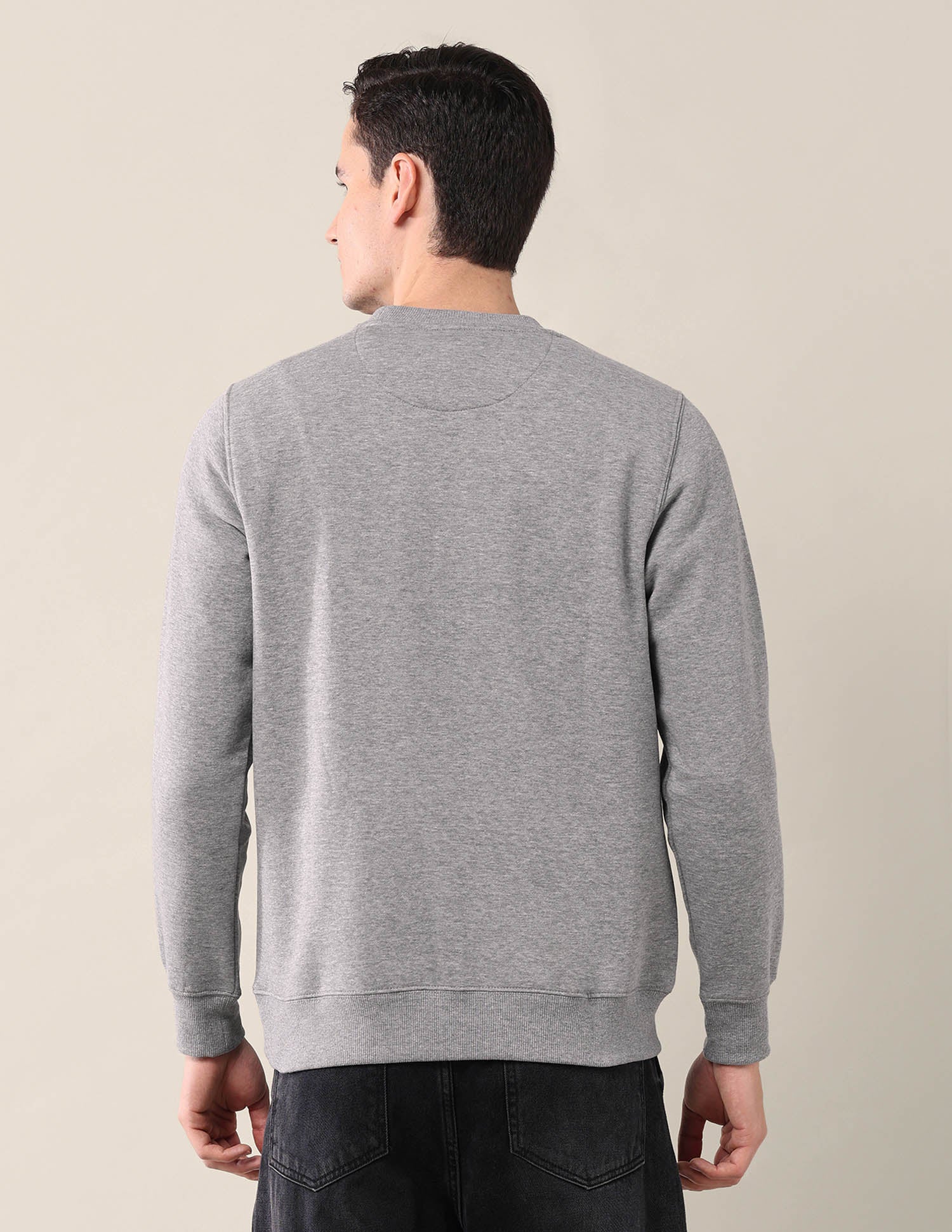 Brand Printed Crew Neck Sweatshirt Grey Mel - U.S. Polo Assn. India | Large